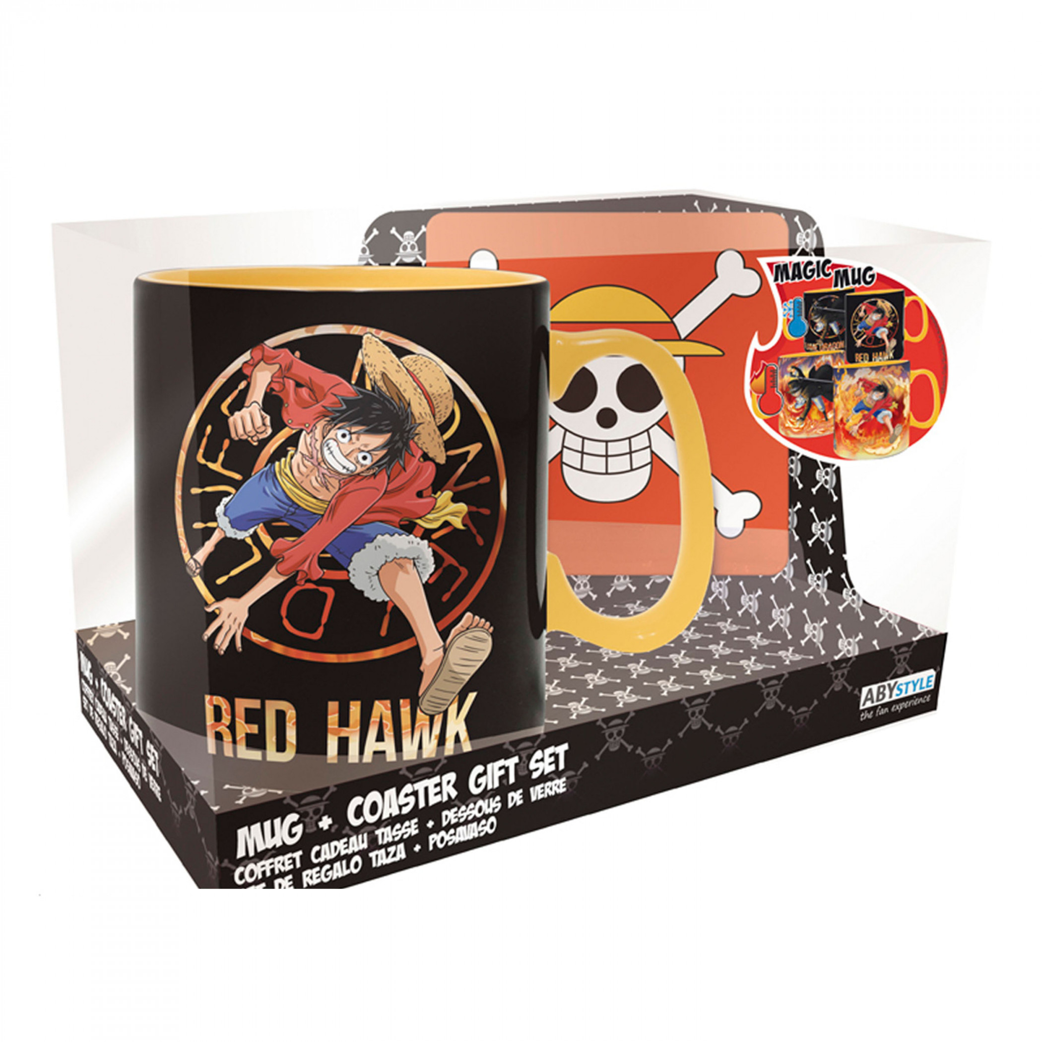 One Piece Luffy and Sabo Magic Mug and Coaster Gift Set, Multi-Color