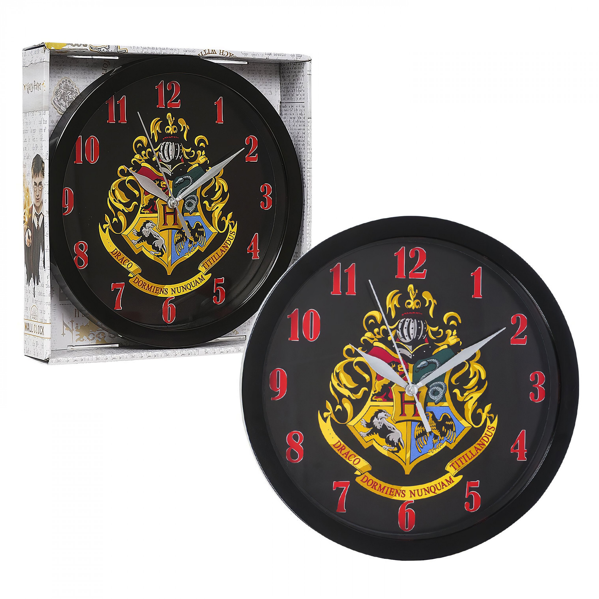Harry Potter Hogwarts Crest 10 Inch Wall Clock, Black