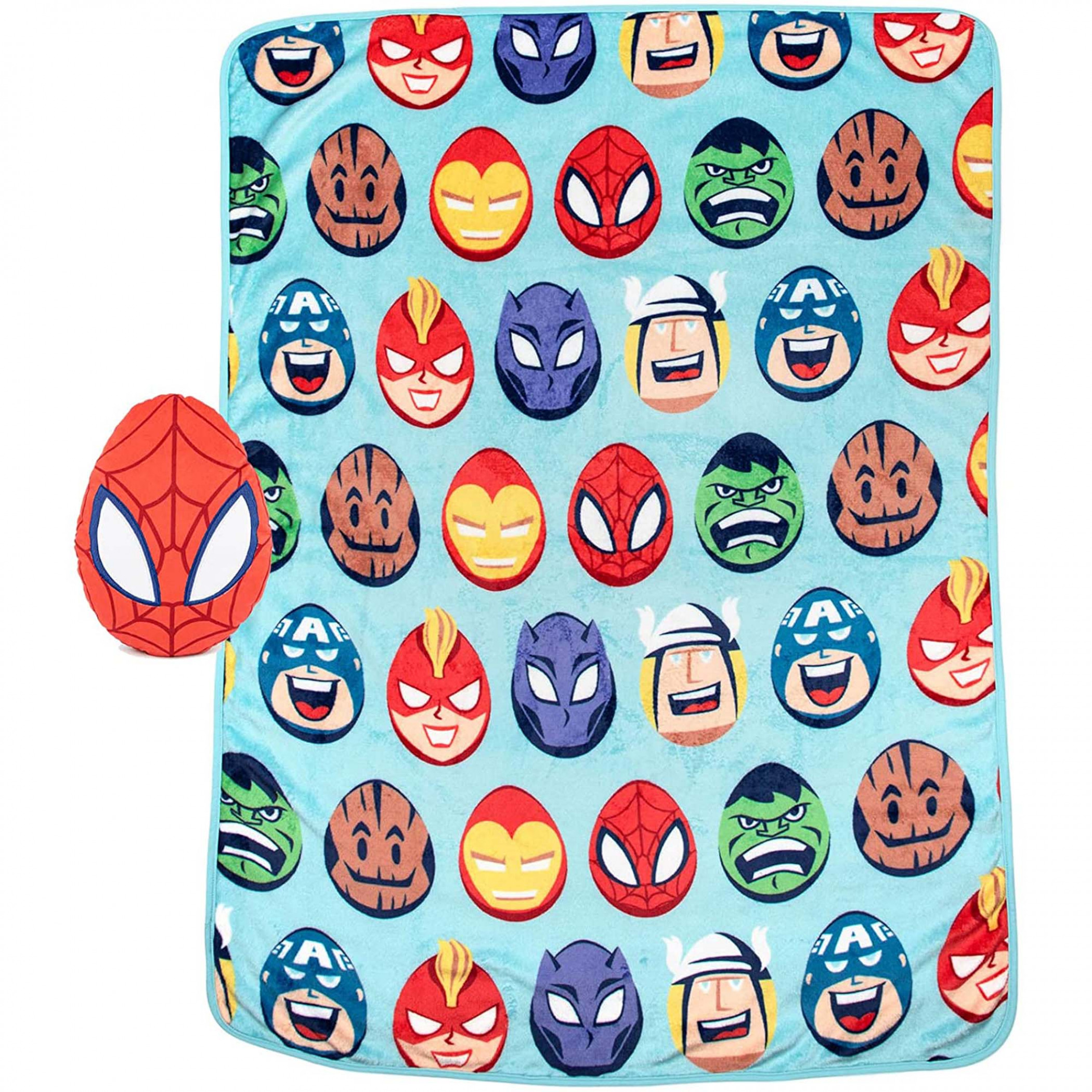 Marvel Comics Spider-Man Easter Heroes Travel Blanket & Nogginz Set, Blue