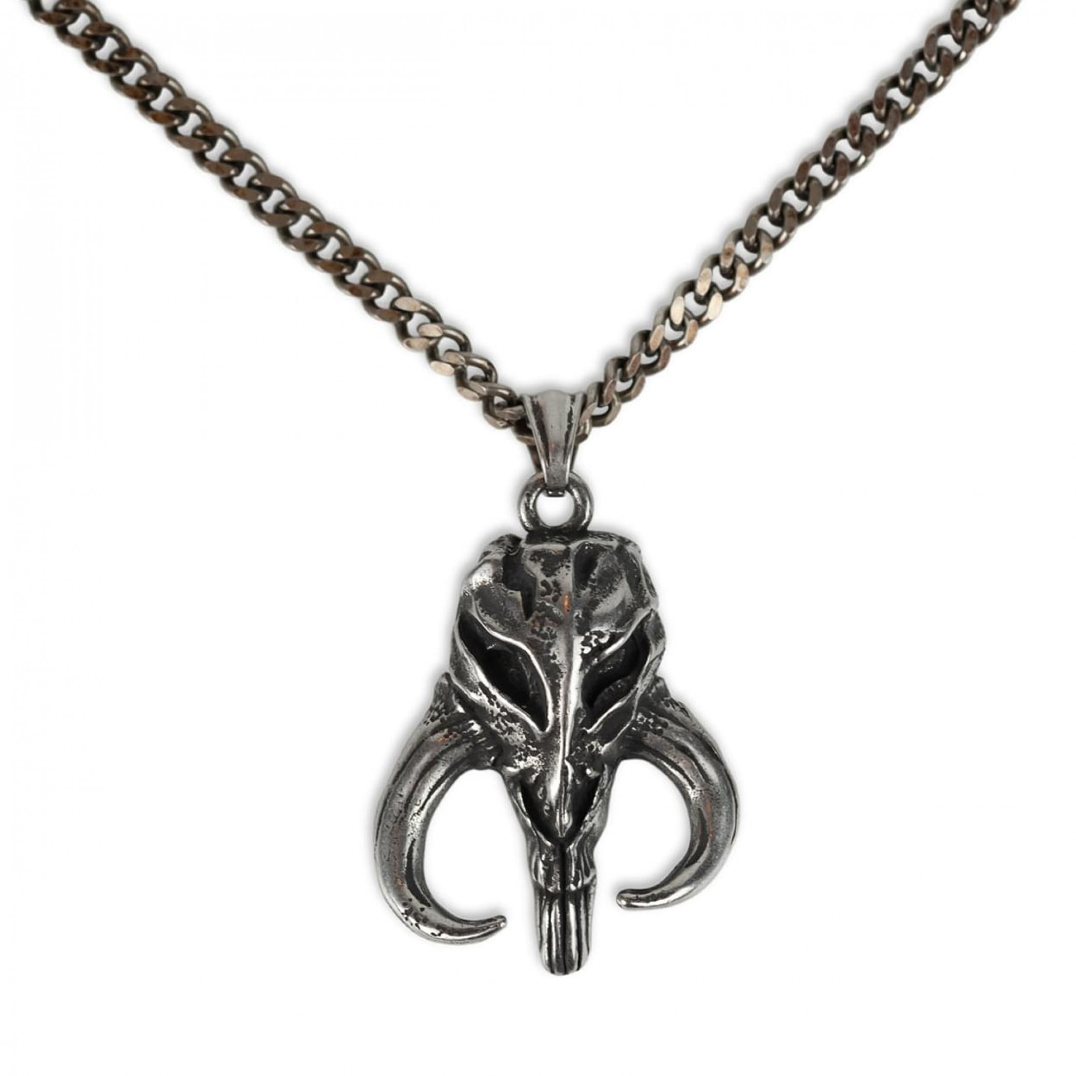 Star Wars The Mandalorian Mythosaur Skull Pendant Necklace, Grey