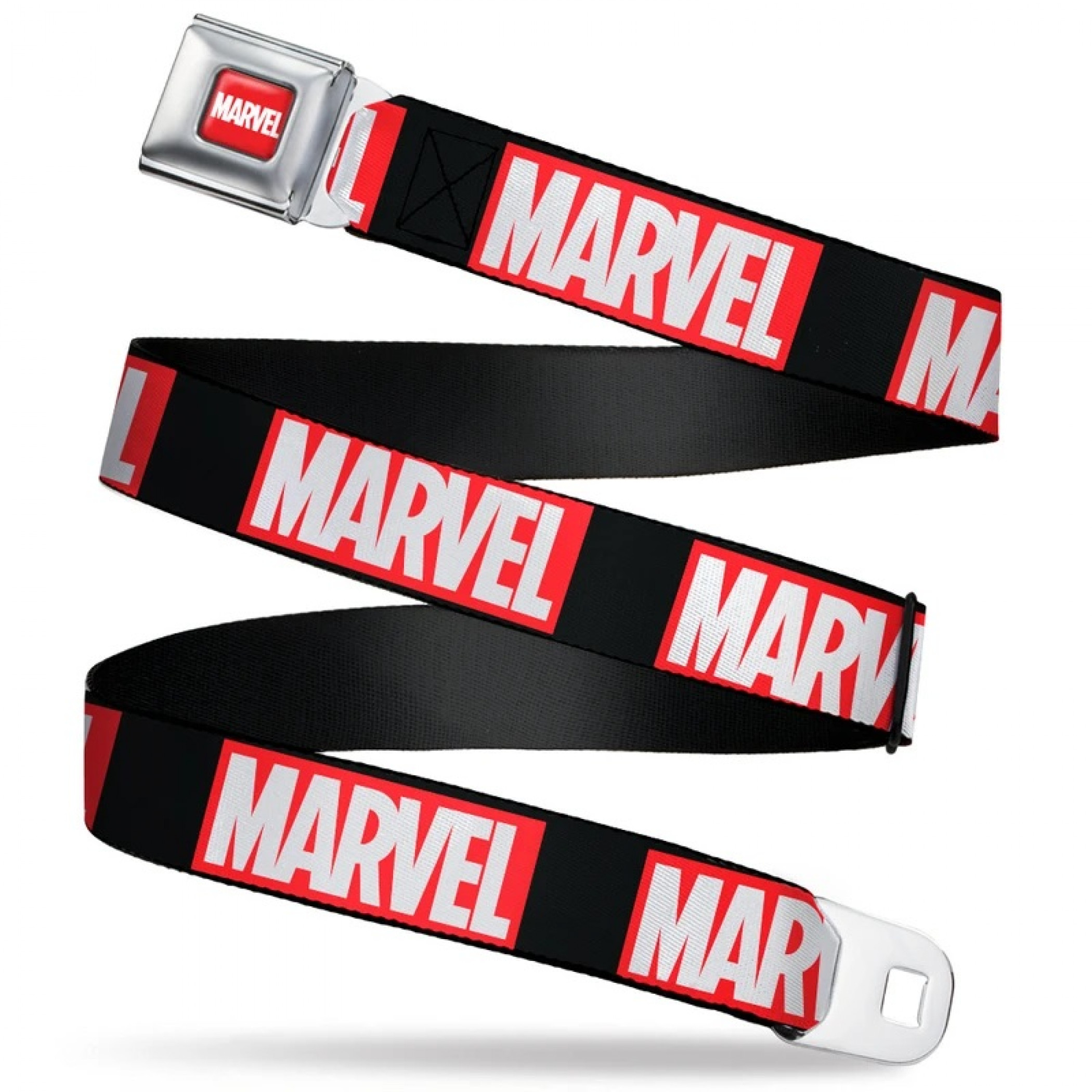 Marvel Logo Seatbelt Buckle Belt, Black
