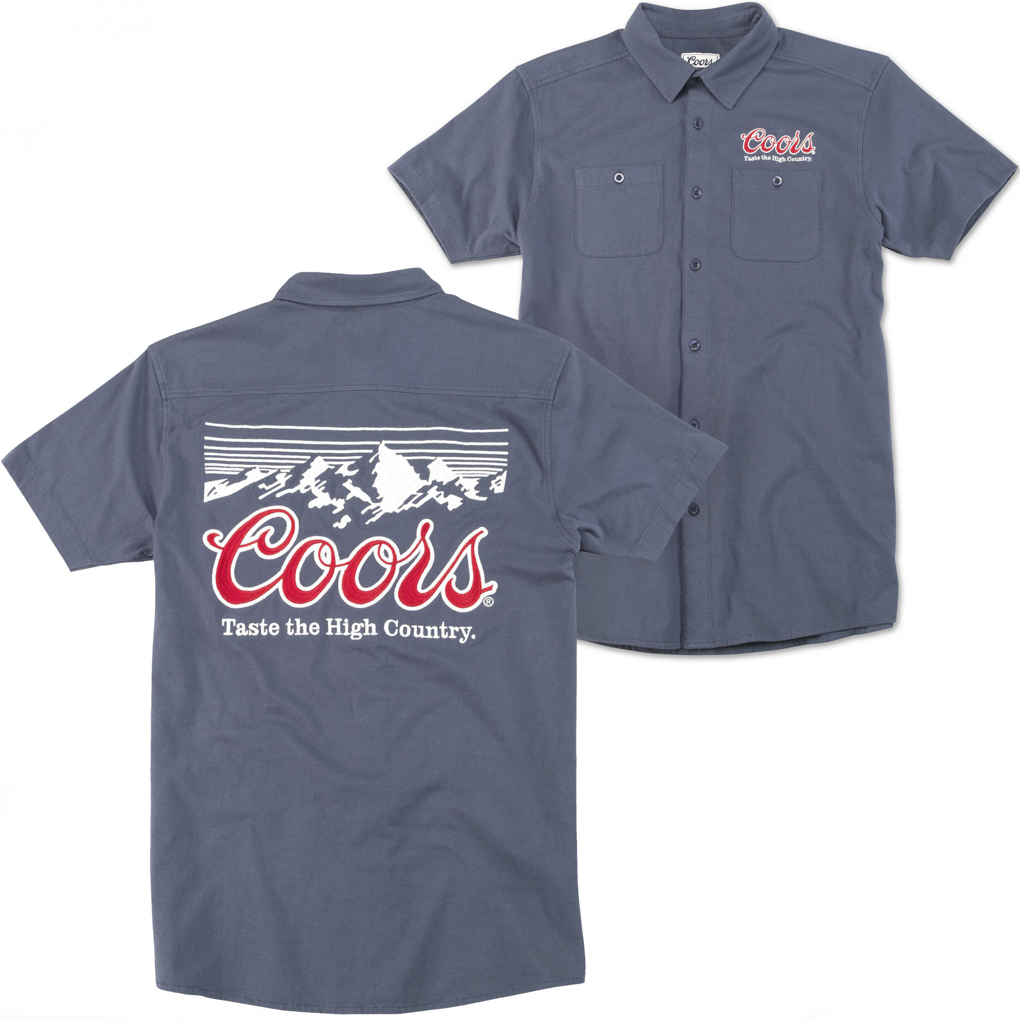 Coors Mountain Range Button Down Front and Back Print Shirt