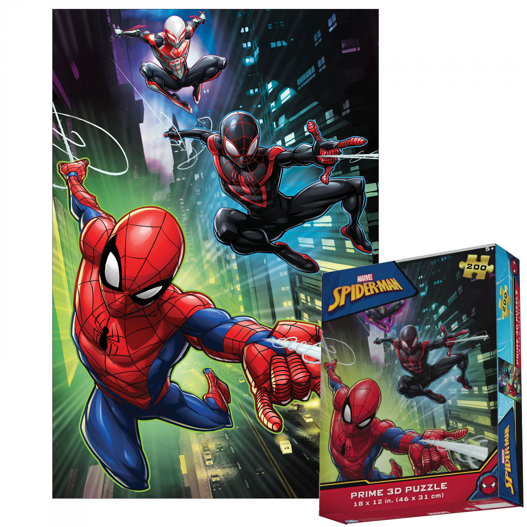 Spider-Man Miles Morales and Spider-Man 2099 3D Lenticular 200pc Jigsaw Puzzle, Multi-Color