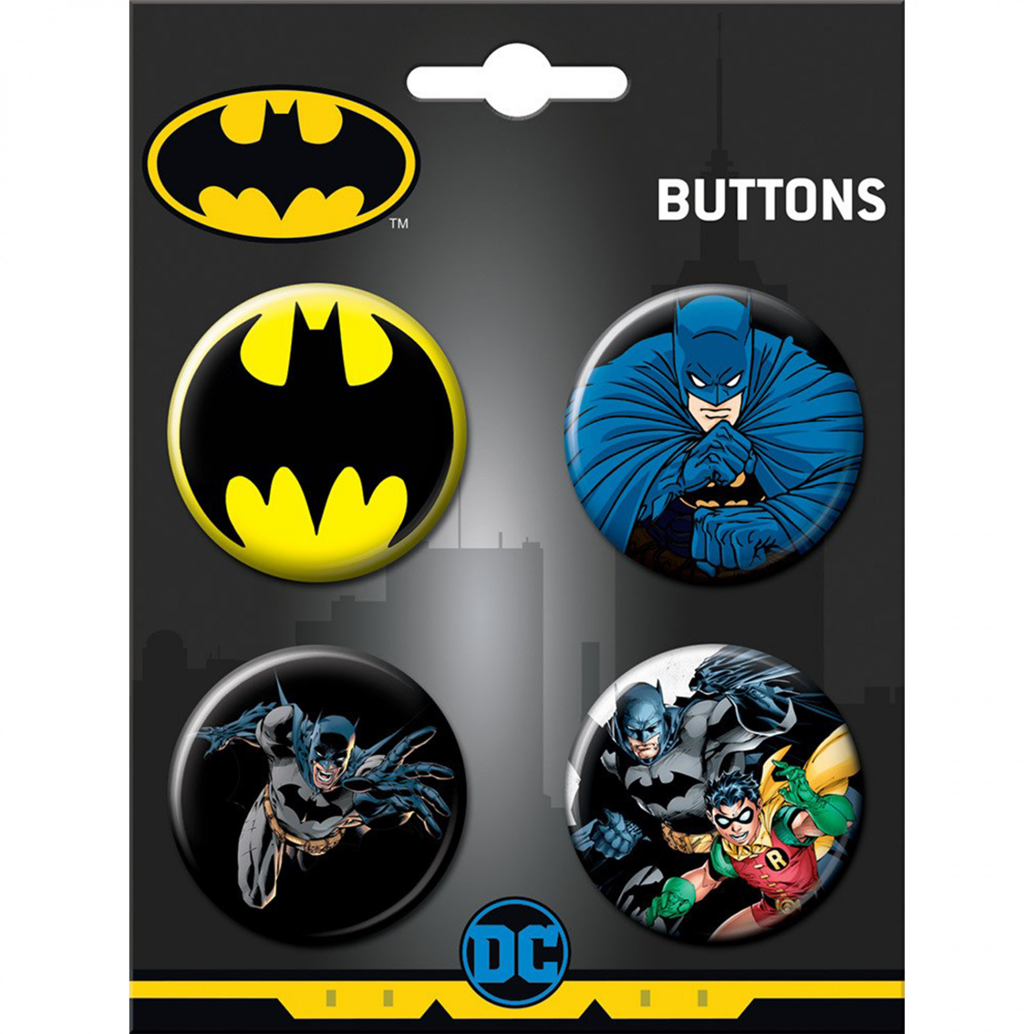 DC Comics Batman 4-Piece Button Set #8, Multi-Color