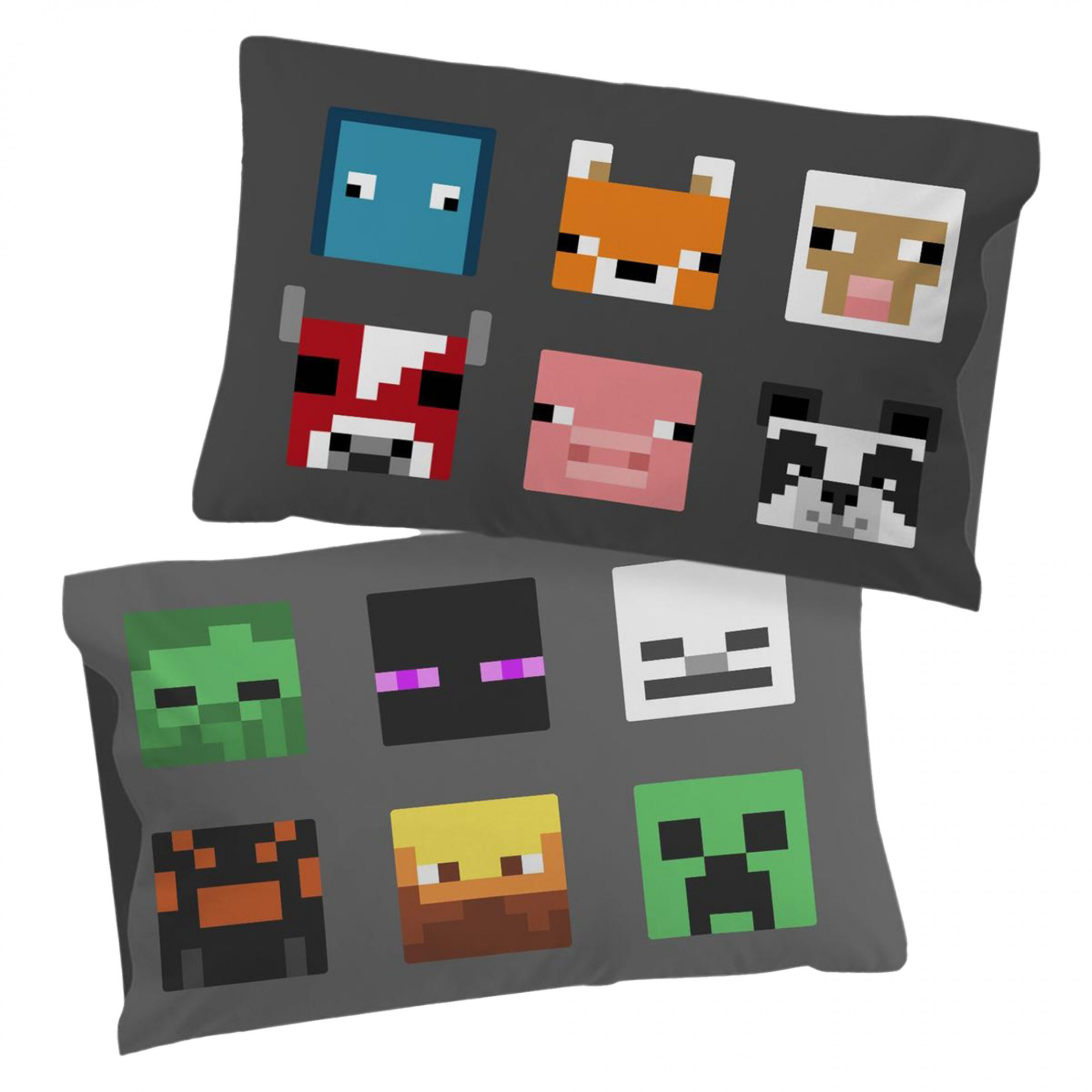 Minecraft Friend or Foe Double-Sided Pillow Case 1-Pack, Grey