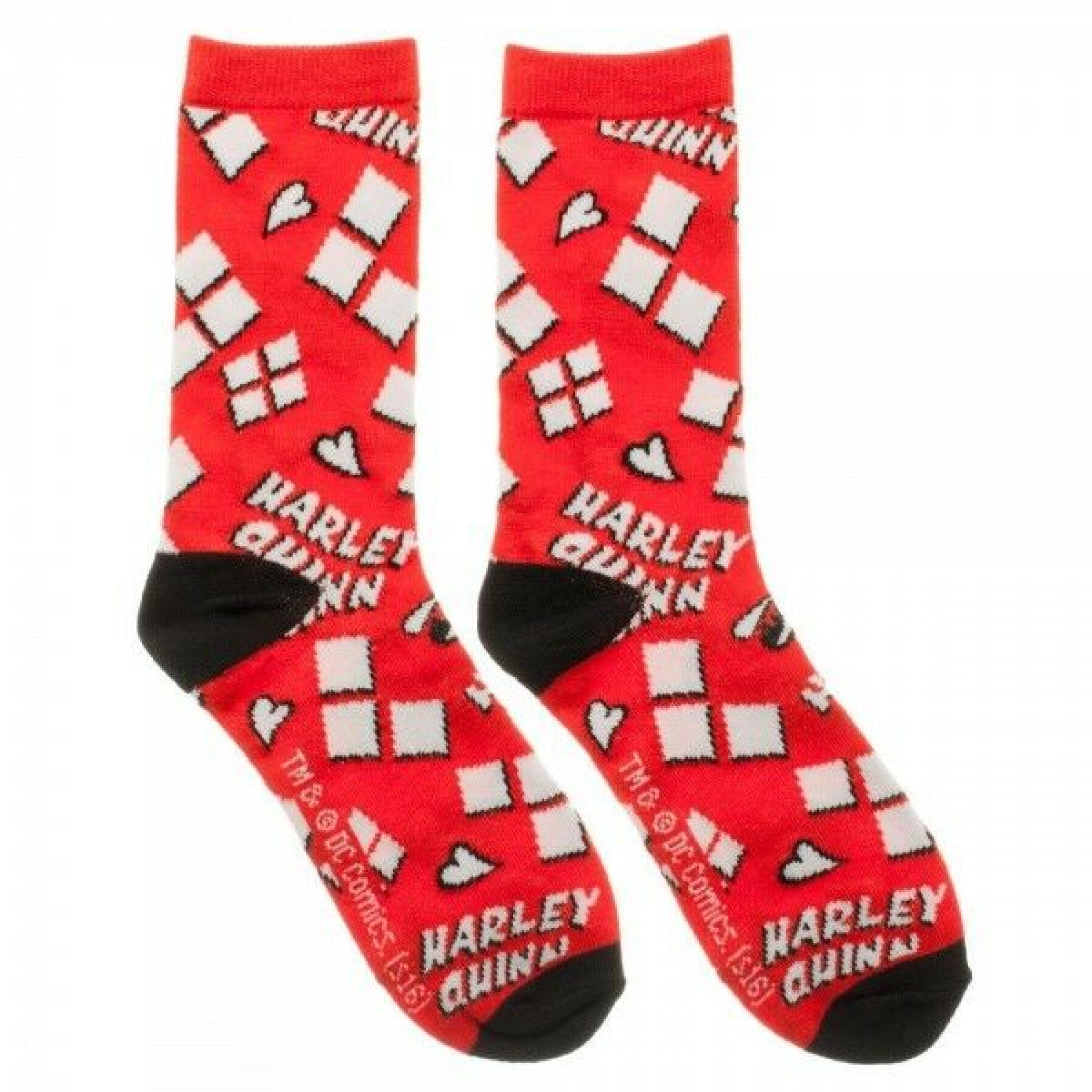 Harley Quinn Diamonds and Logo Women's Socks, Red