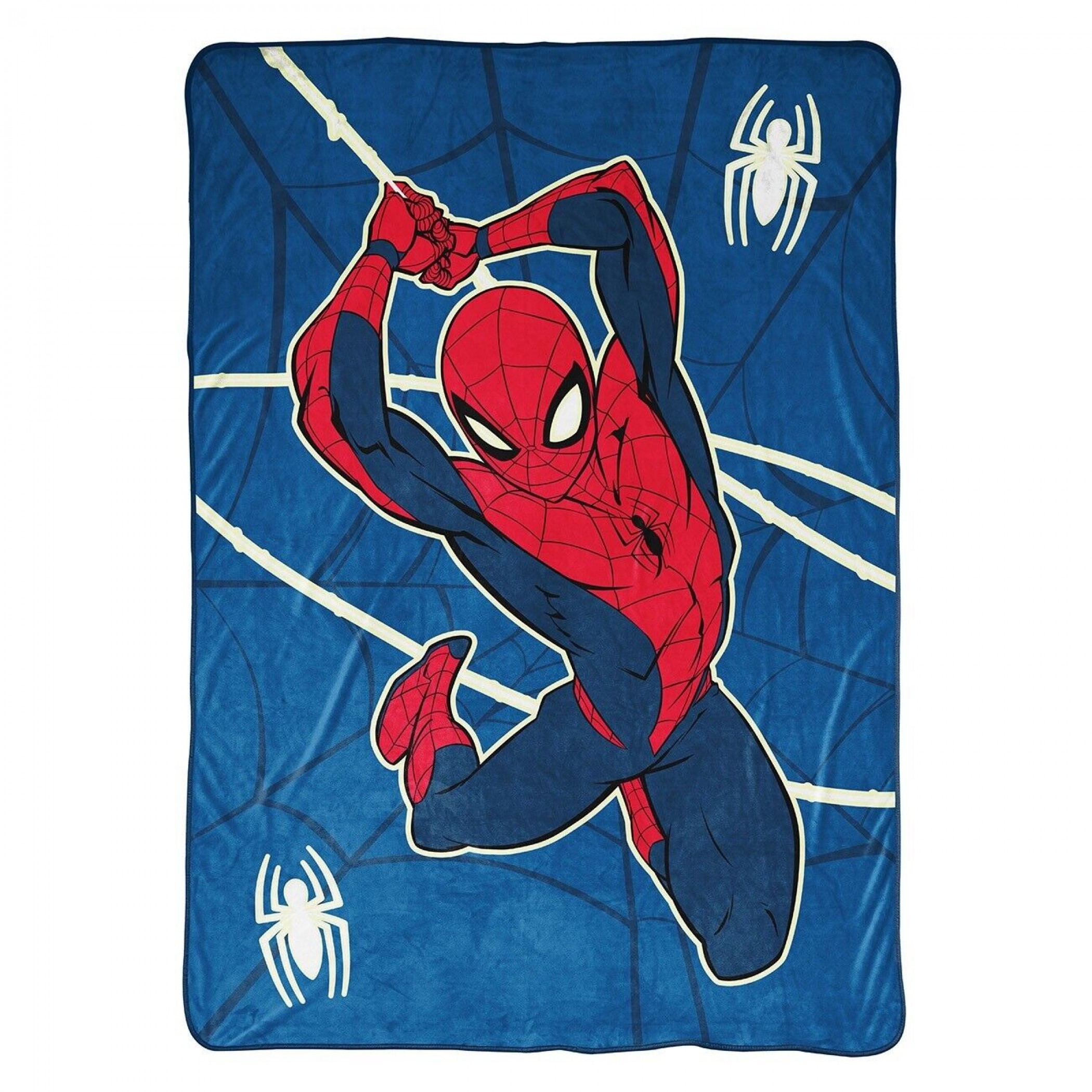 Spider-Man Swing Into Action Glow in The Dark Throw Blanket, Blue