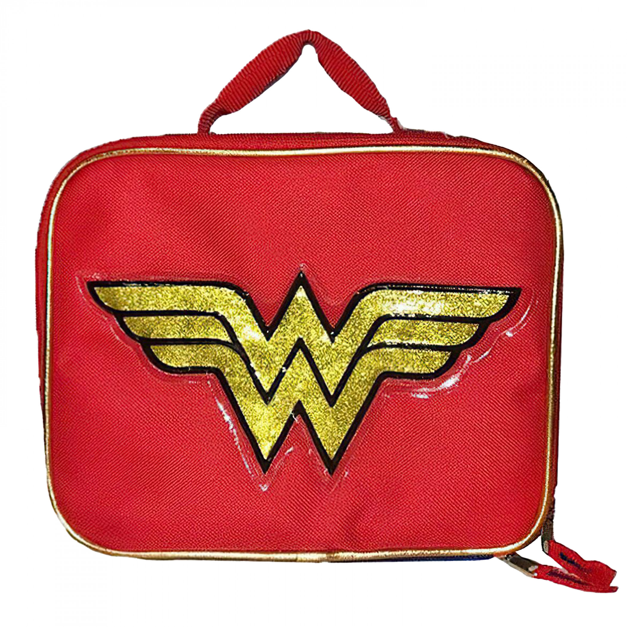 Wonder Woman Golden Logo Lunch Bag, Red