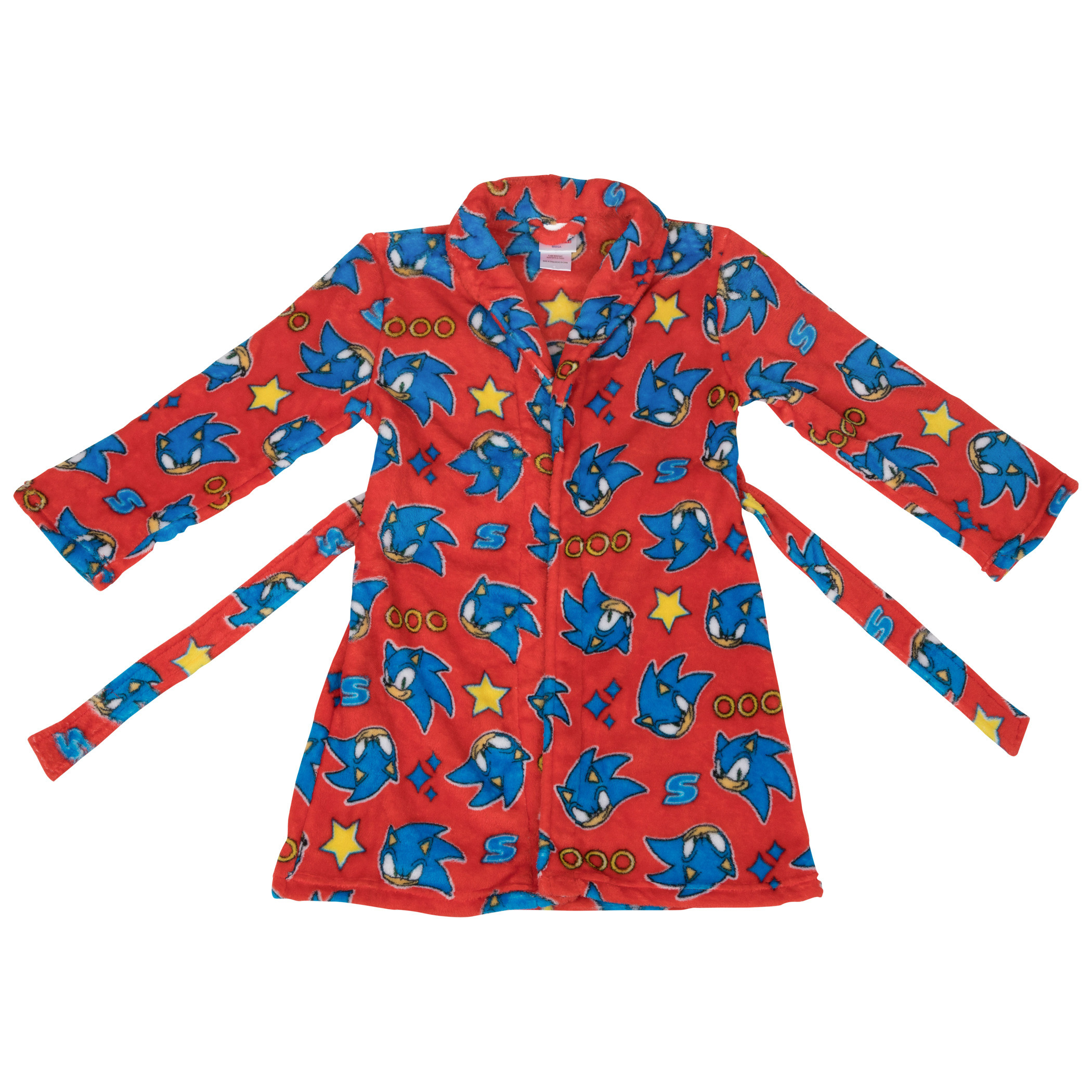 Sonic The Hedgehog Stars and Rings Velvet Fleece Youth Robe, Red