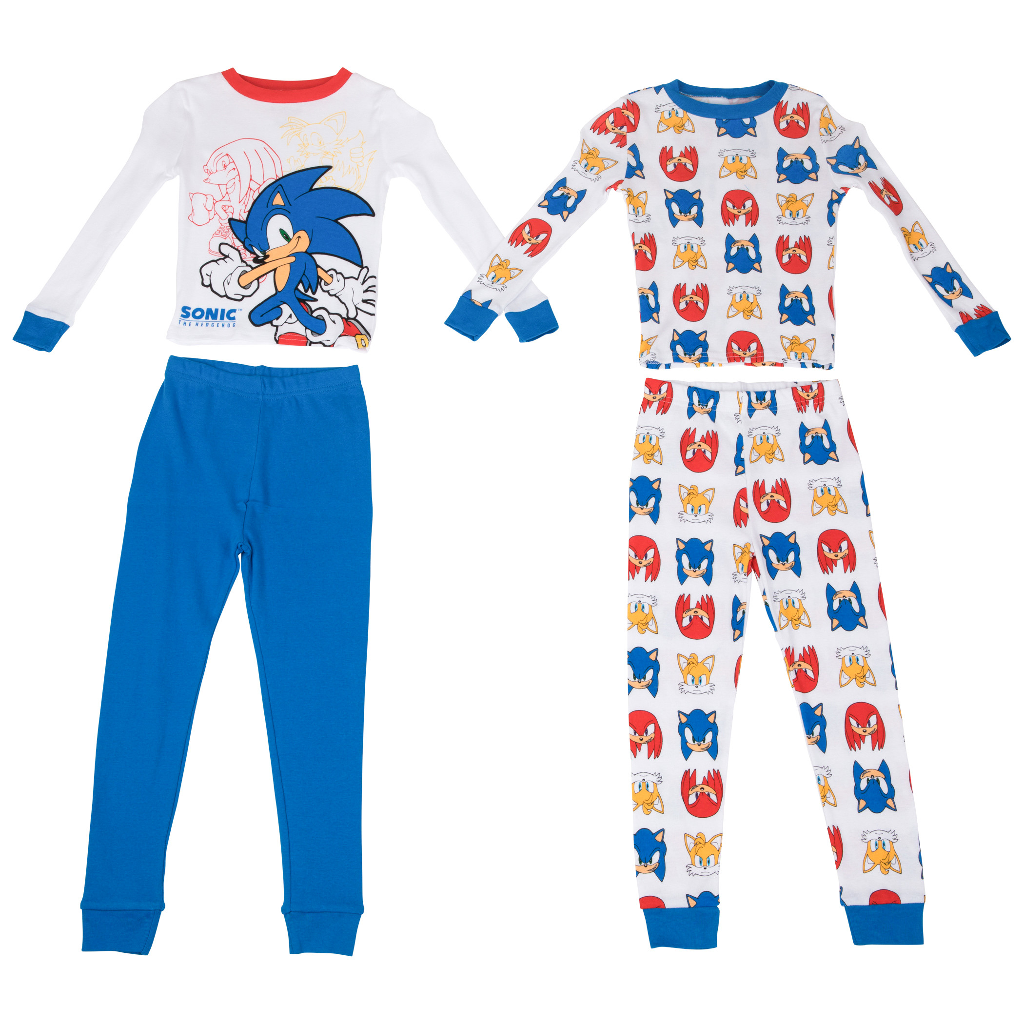 Sonic with Knuckles and Tails Long Sleeve Youth 4-Piece Pajama Set