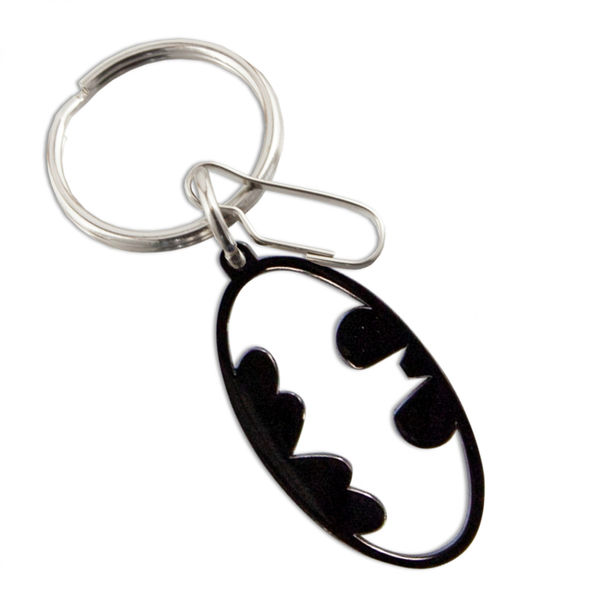 DC Comics Batman Symbol Cut-Out Metallic Keychain, Black