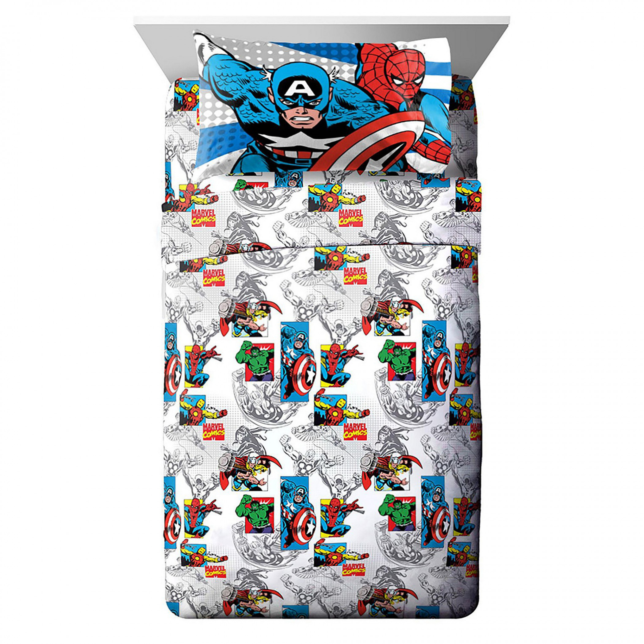 Avengers Retro 4-Piece Full Sheet Set, Multi-Color