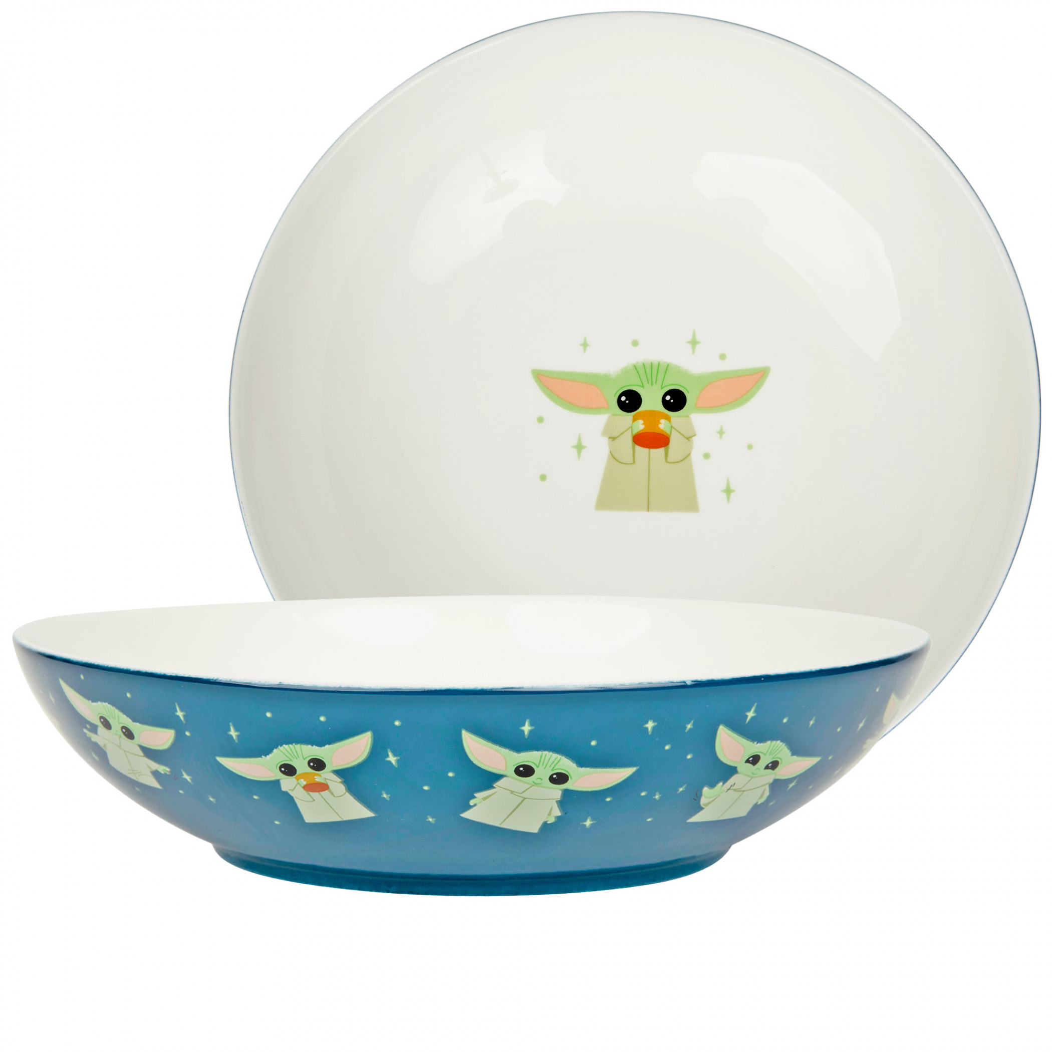 Star Wars The Mandalorian Grogu Snack Time Ceramic 9' Dinner Bowl, Blue