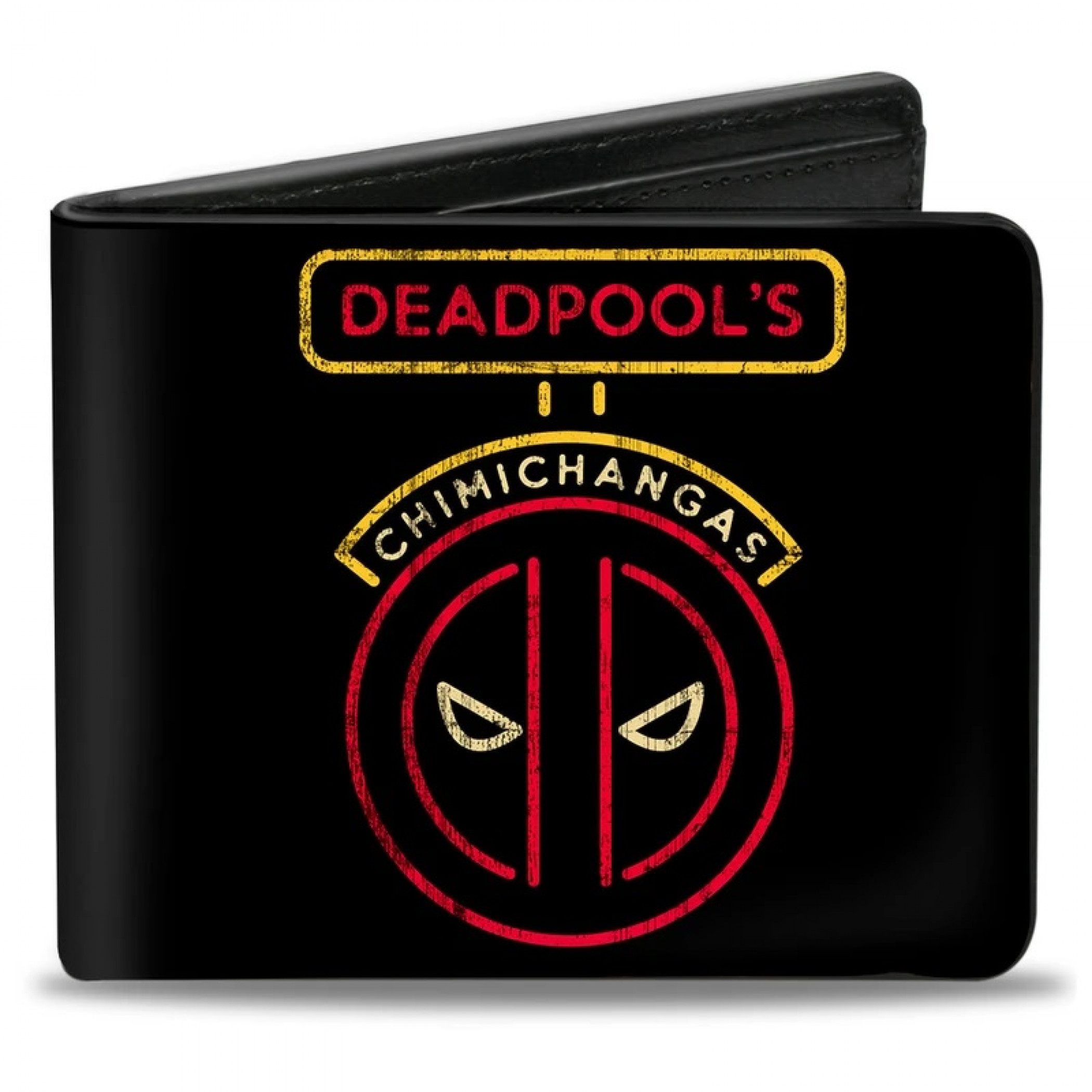 Deadpool Chimichangas Logo and Eating Men's Bi-Fold Wallet, Black