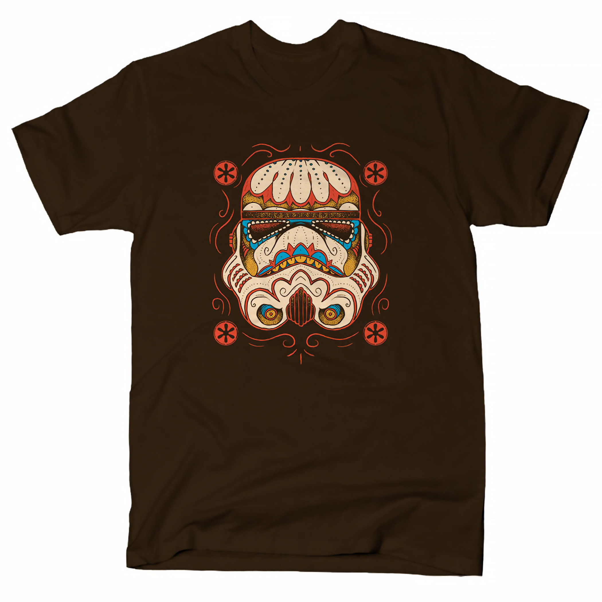 Sugar Skull Empire Trooper Helmet Emblem Black T-Shirt Brown