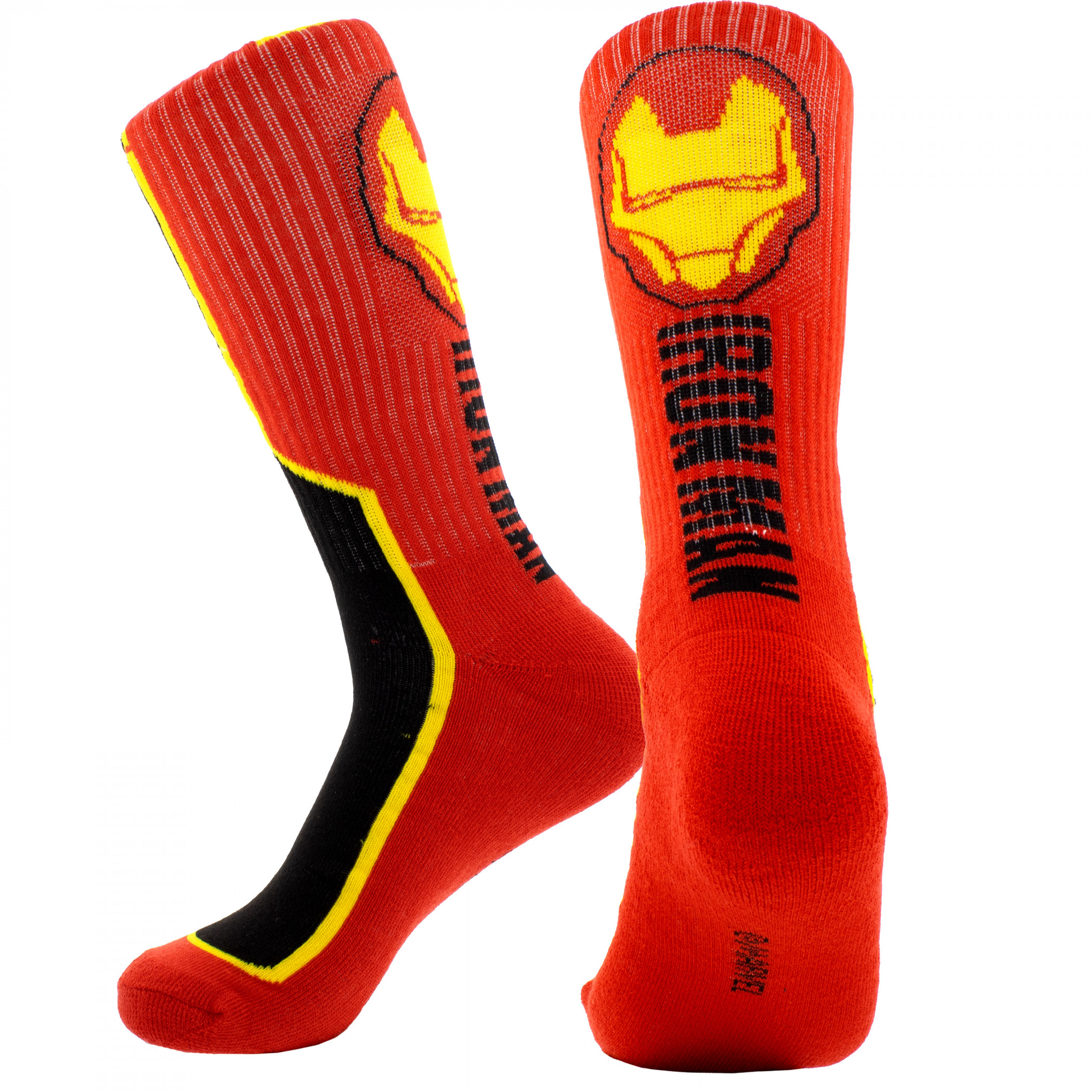Iron Man Two-Tone Athletic Crew Socks, Red