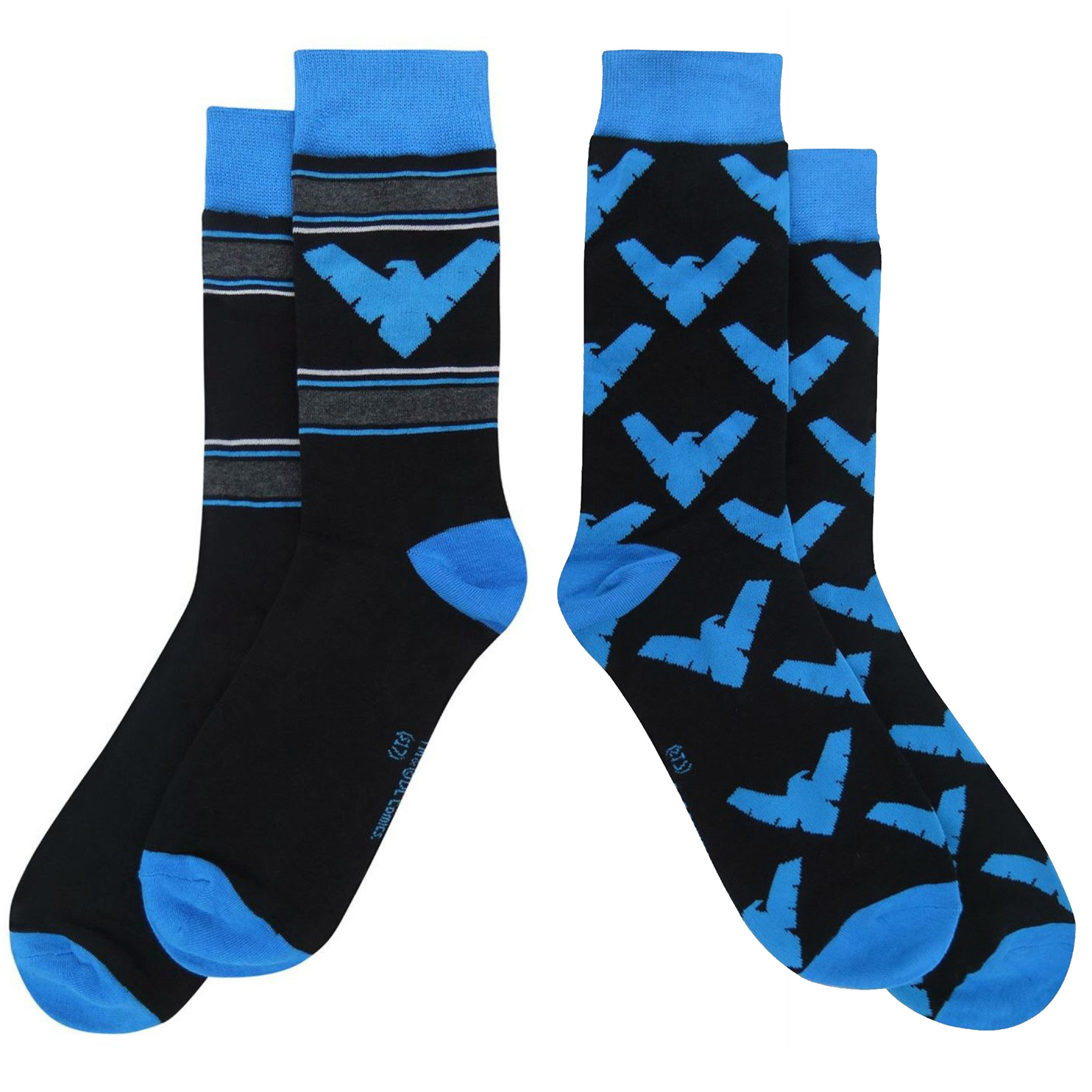 Nightwing Symbols and All Over Print Crew Socks 2-Pair Pack, Multi-Color