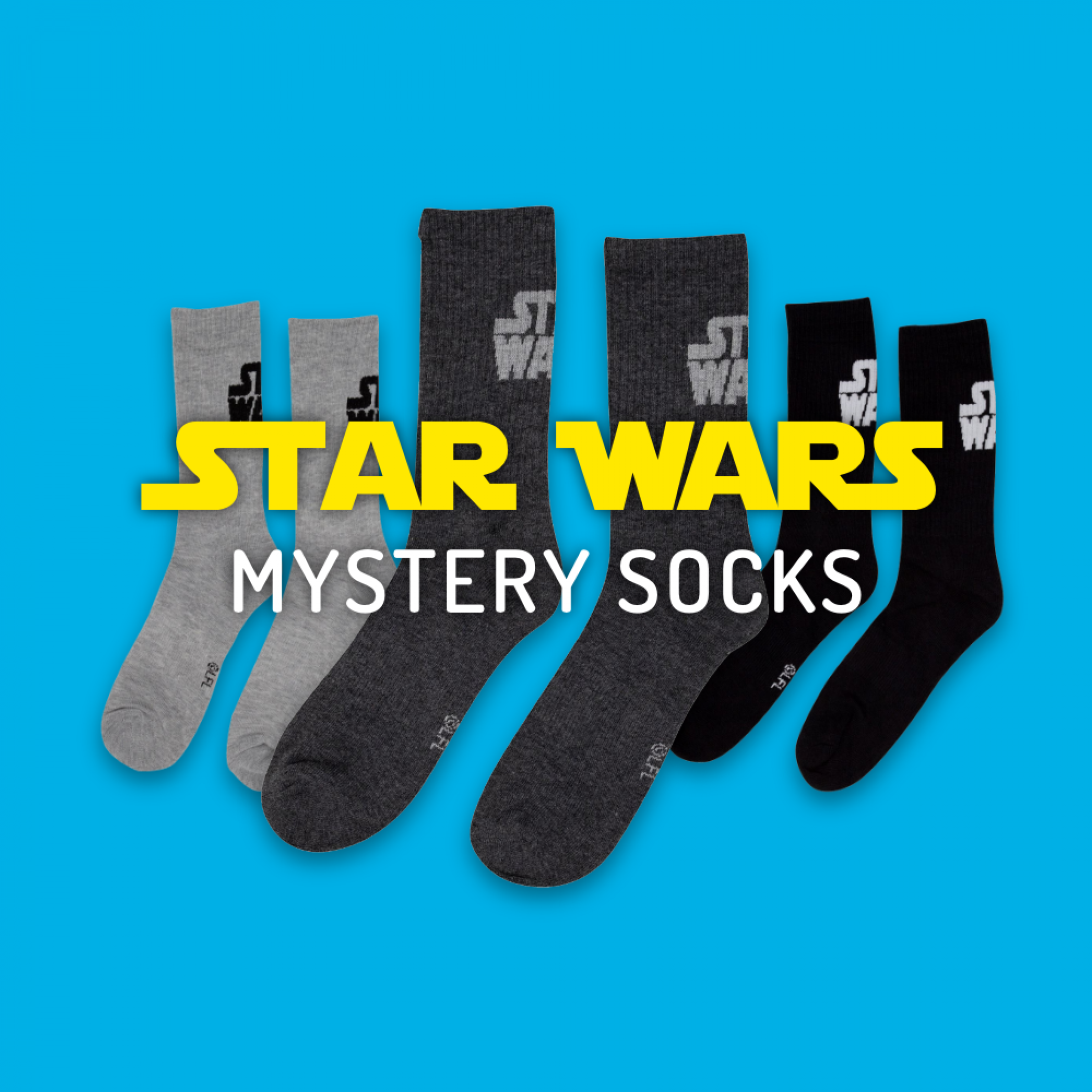 Star Wars Text Classic Mystery Crew Socks, Grey