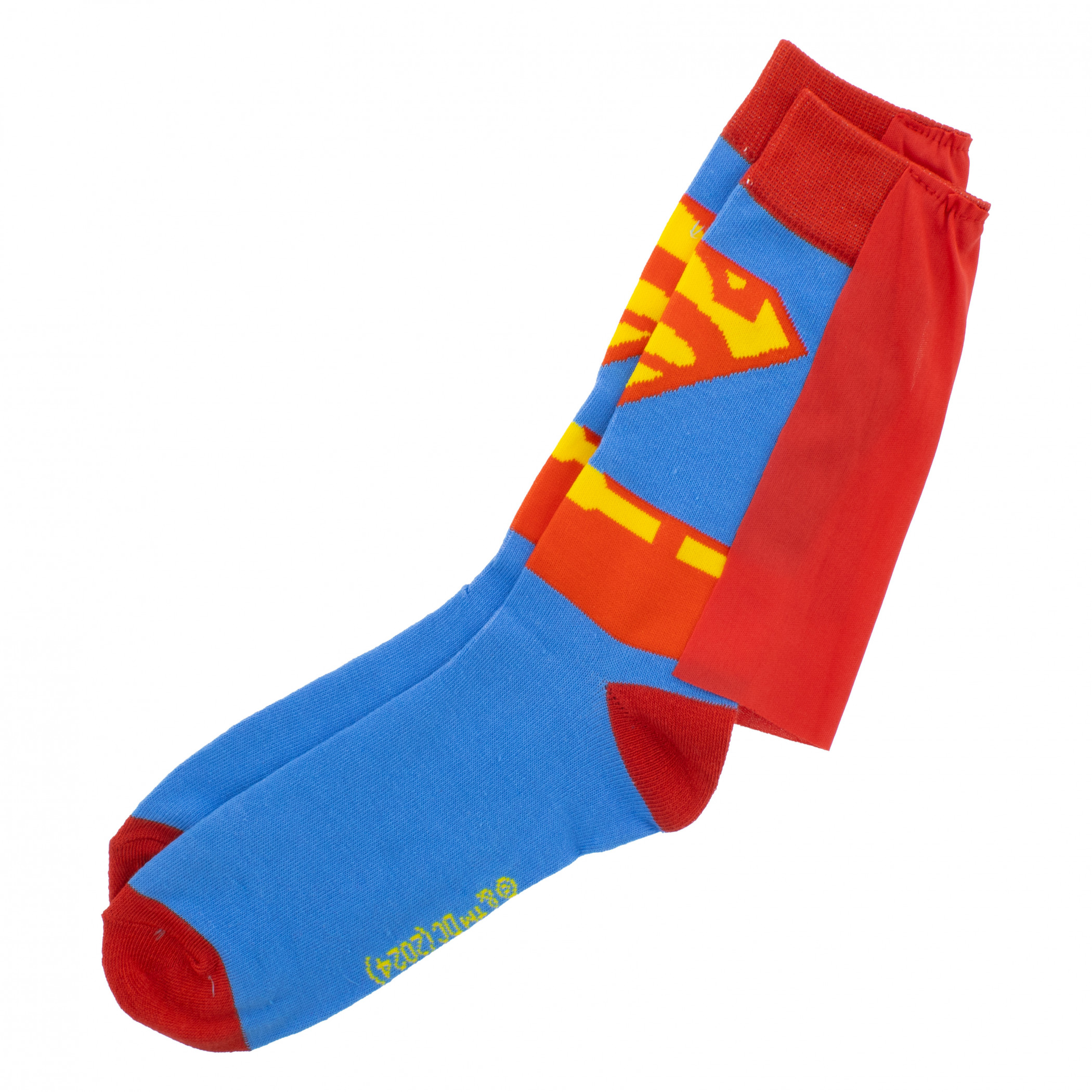 Superman Crew Socks With Cape, Blue