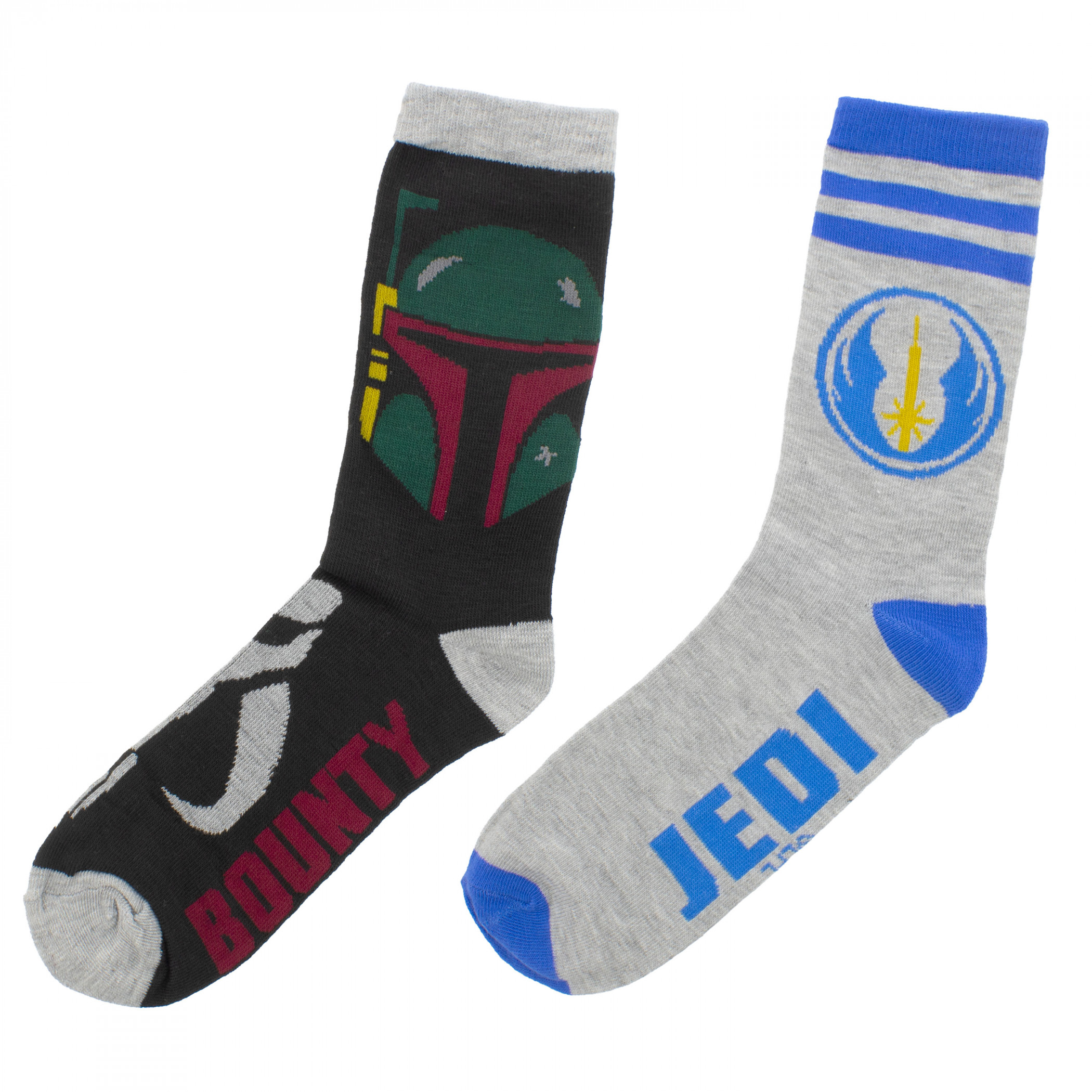 Star Wars Boba Fett & Jedi Crew Socks 2-Pack, Grey