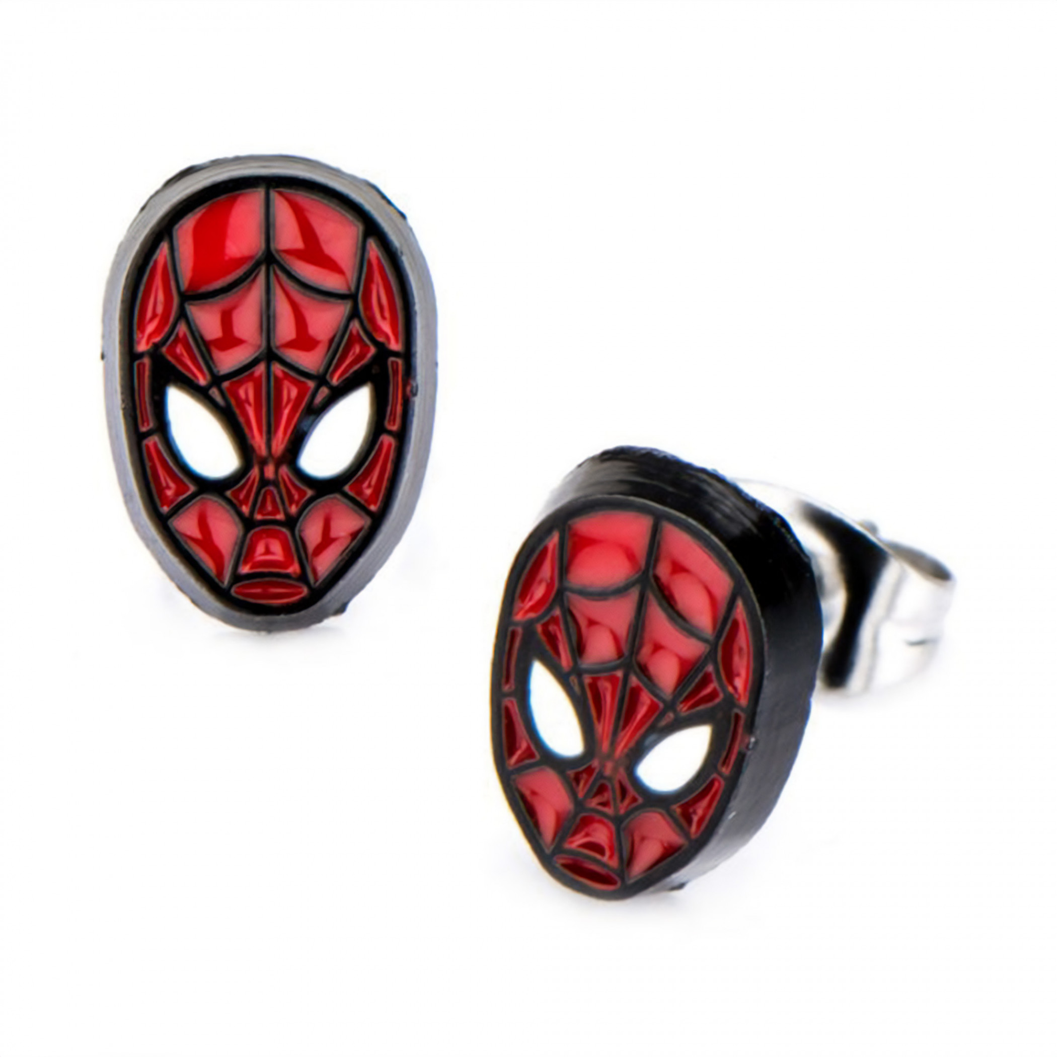 Marvel Comics Spider-Man Mask Stud Earrings, Red