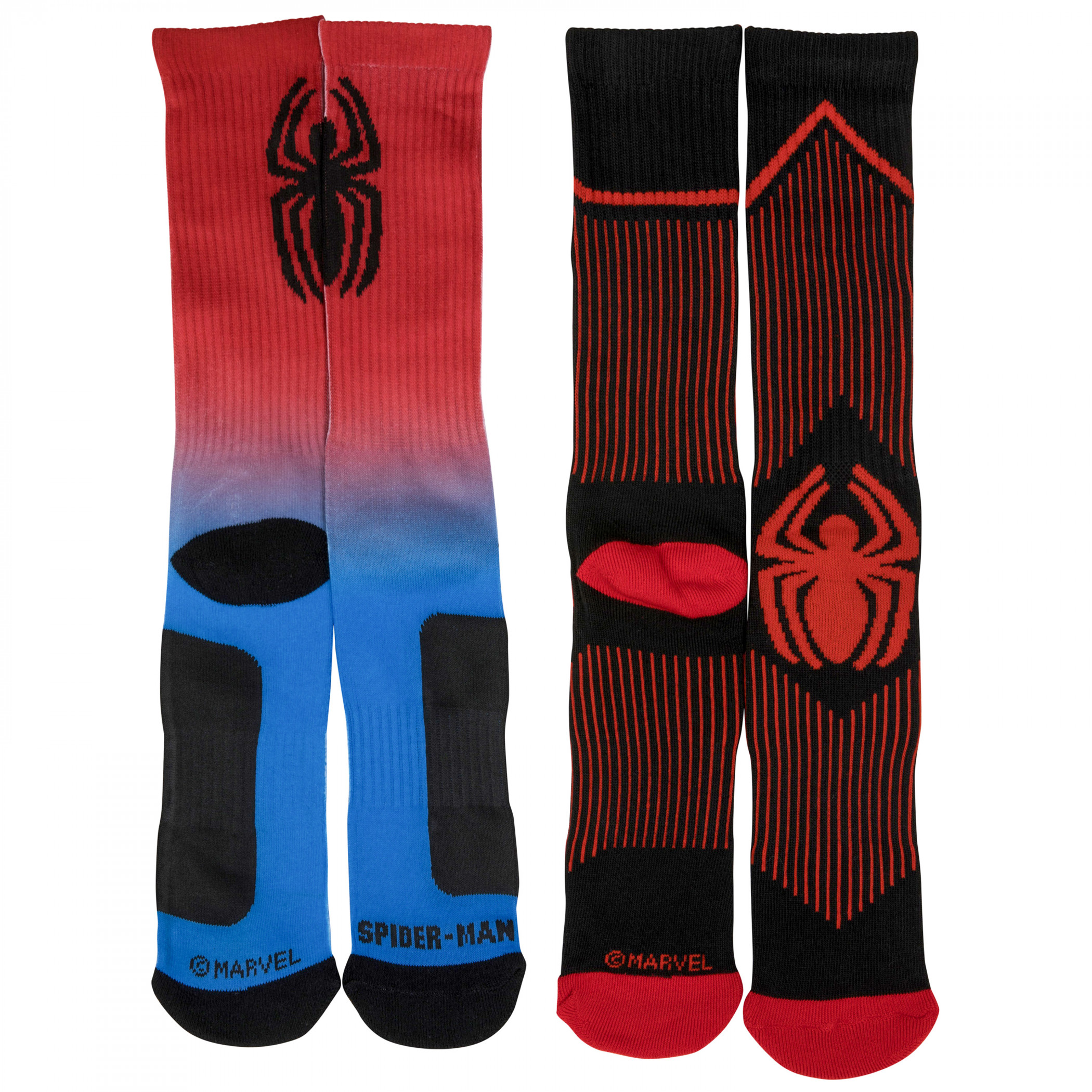 Spider-Man Dark Neon 2-Pair Pack of Athletic Socks, Multi-Color