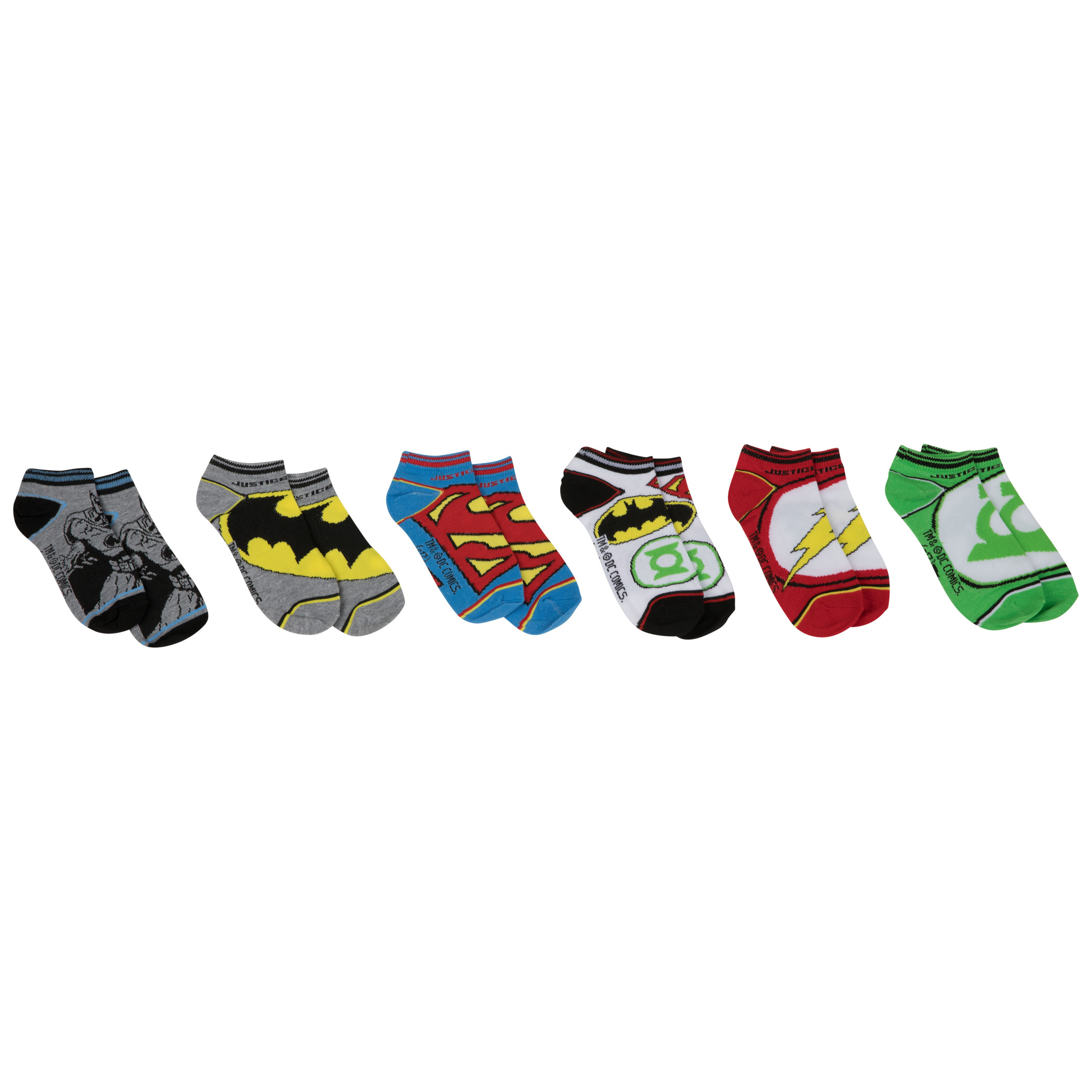 DC Super Hero Logos 6-Pair Pack of Low Cut Kids Socks, Multi-Color