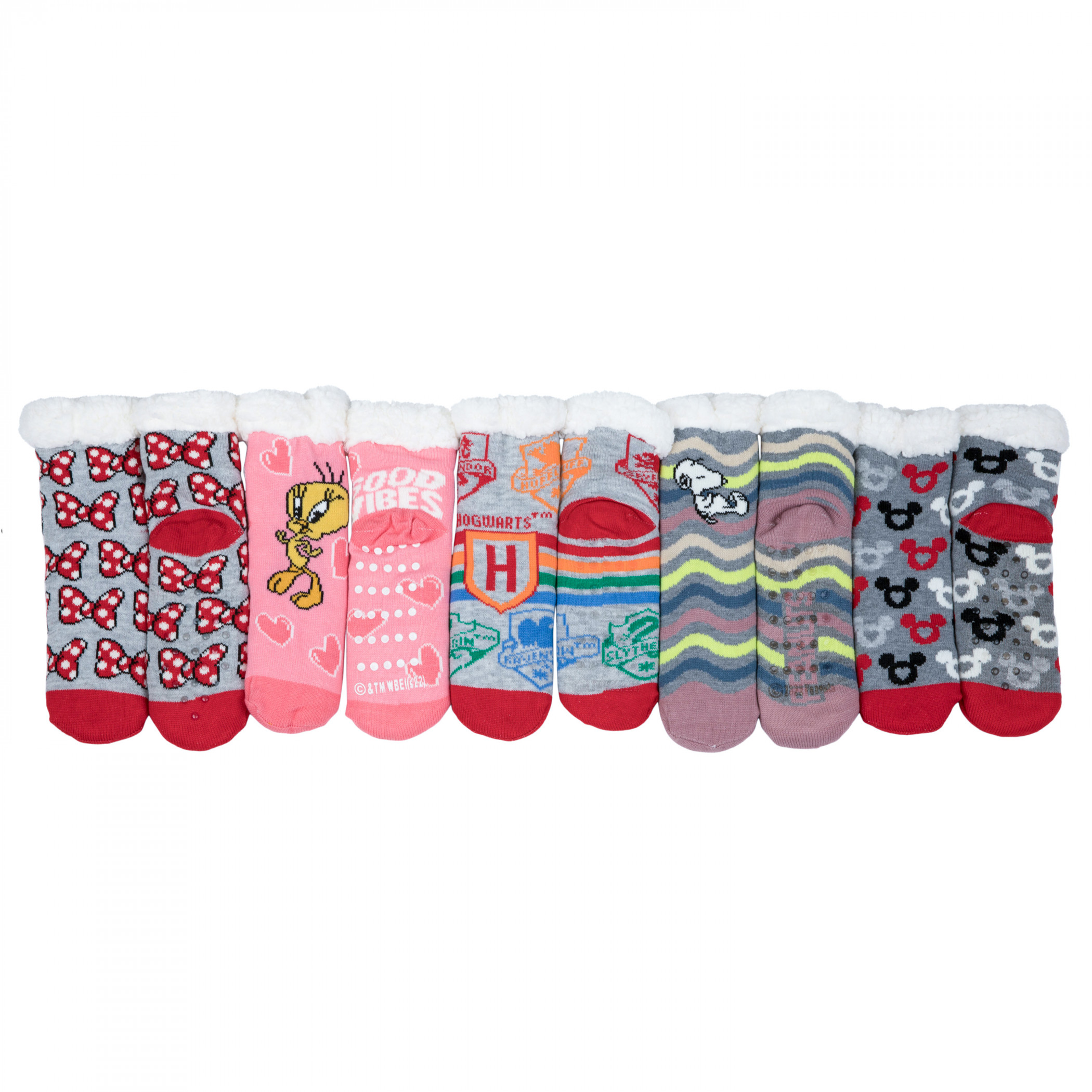 Assorted Fandom Women's 5-Pair Pack of Slipper Socks, Multi-Color