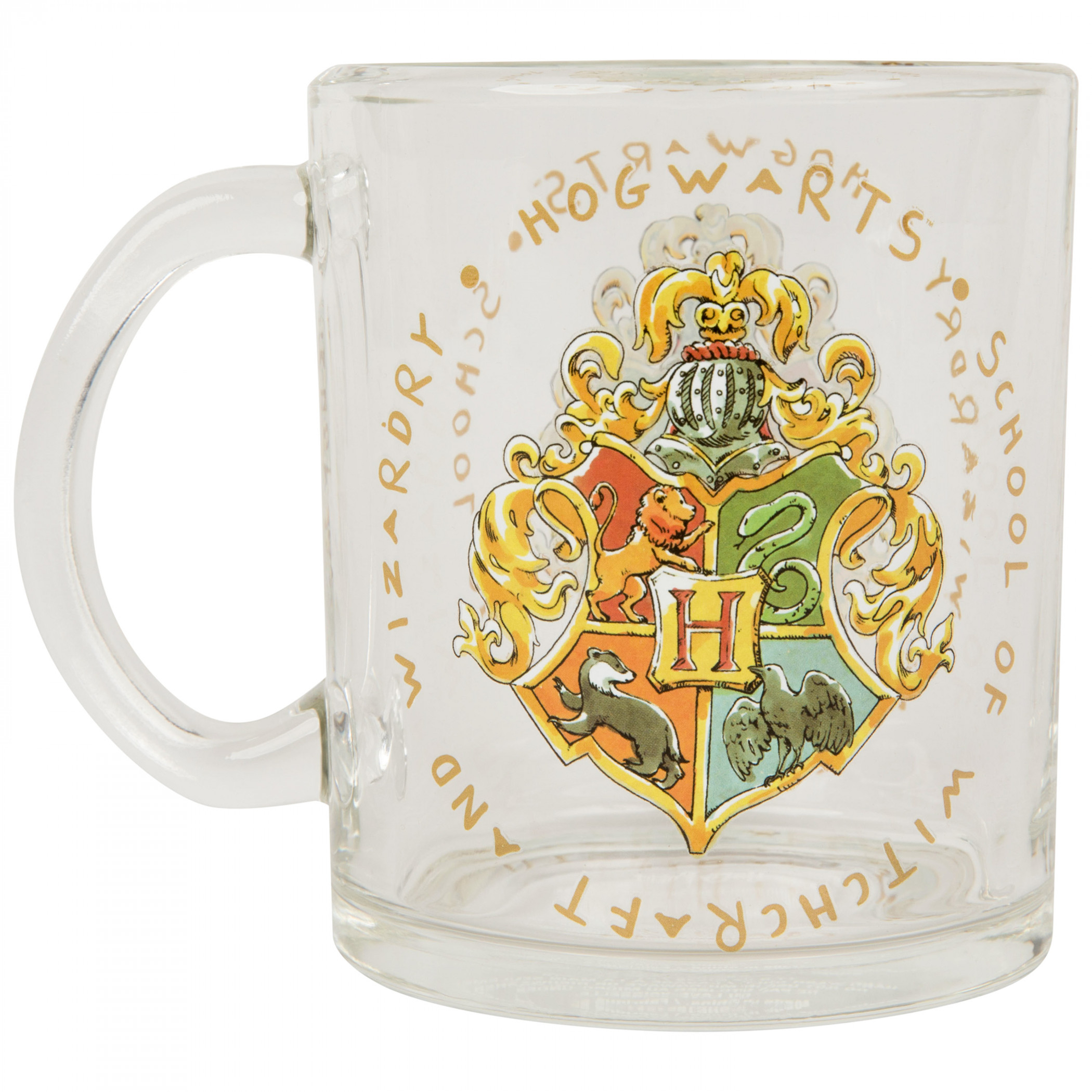Harry Potter Hogwarts Crest 17.5oz Glass Mug, Clear