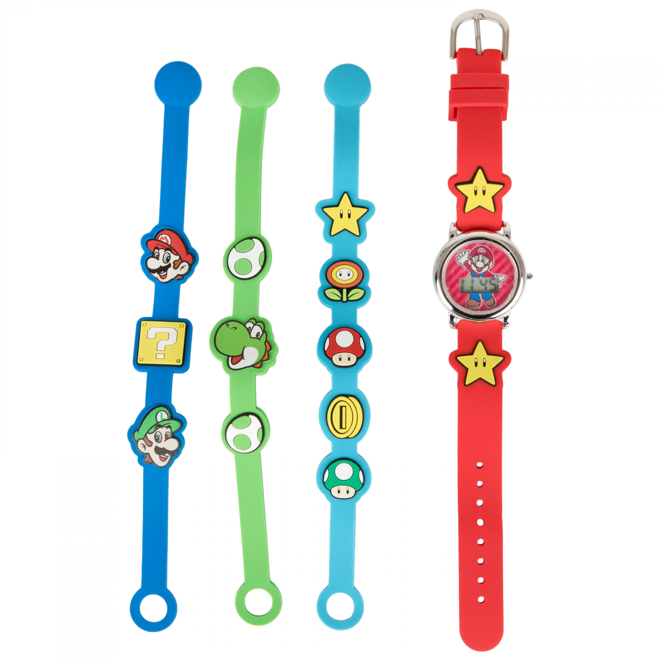 Super Mario Bros. Watch with 3-Piece Bracelet Pack, Multi-Color