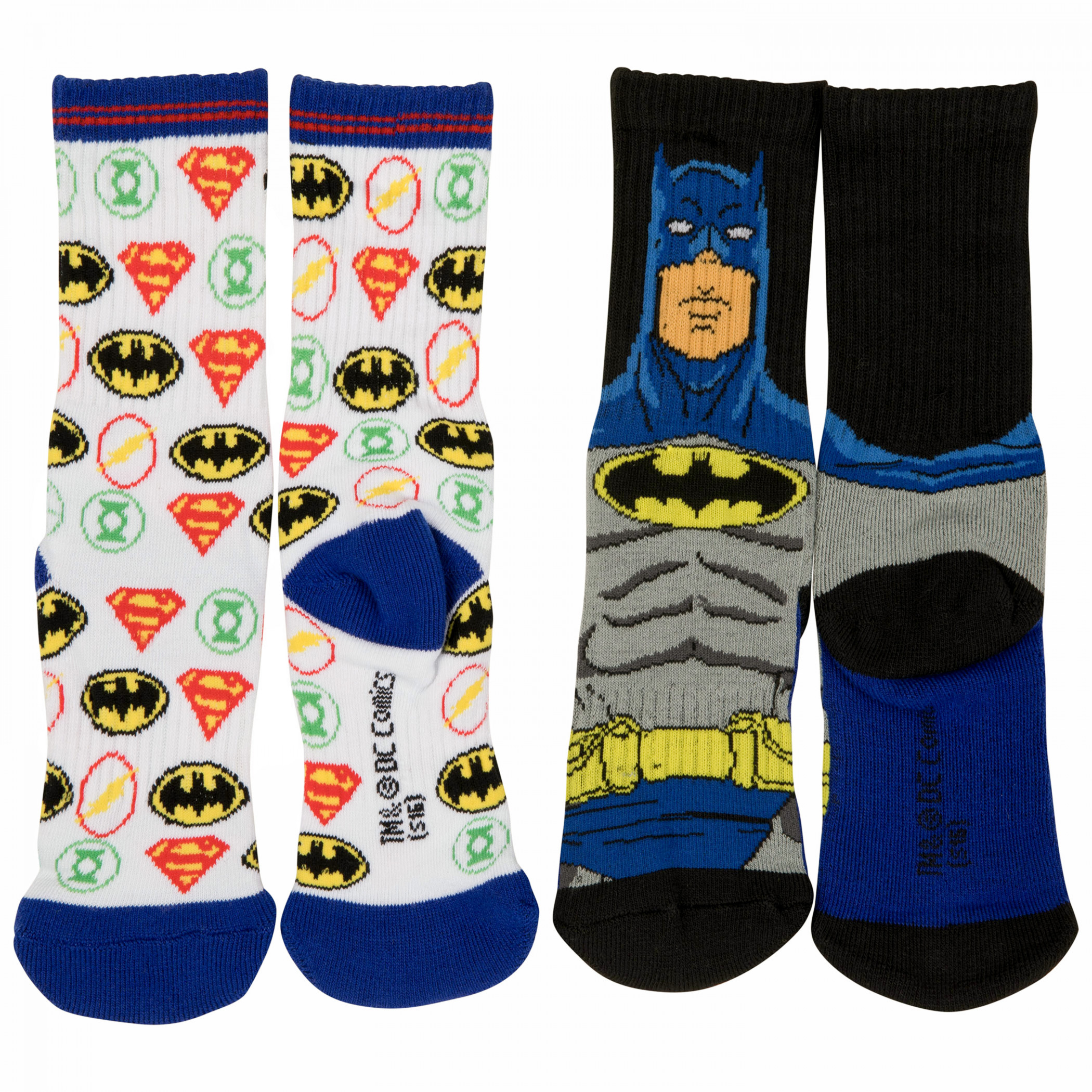 Batman and DC Heroes 2-Pair Pack of Athletic Kids Socks, Multi-Color