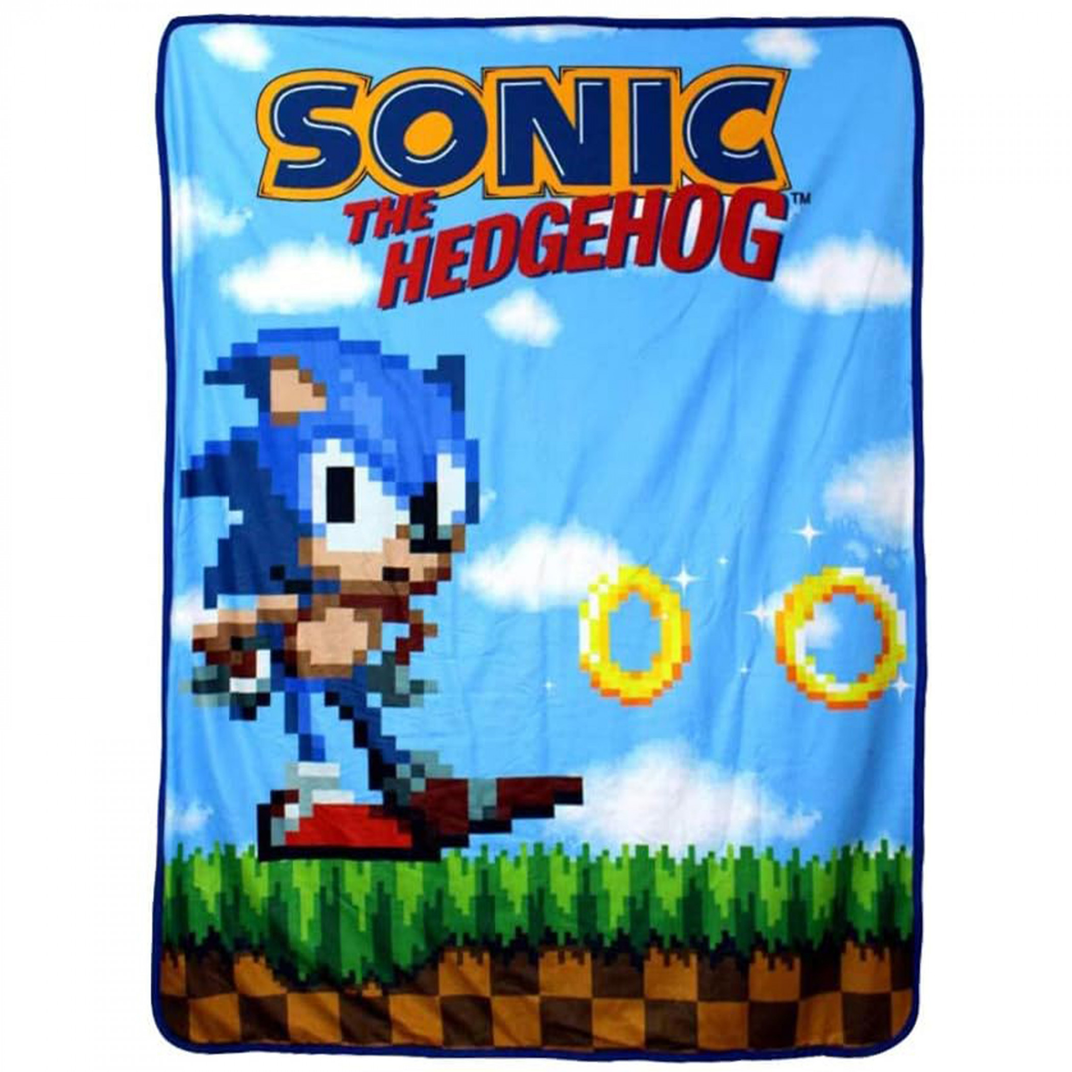 Sonic The Hedgehog Retro Game Title Screen Throw Blanket, Multi-Color