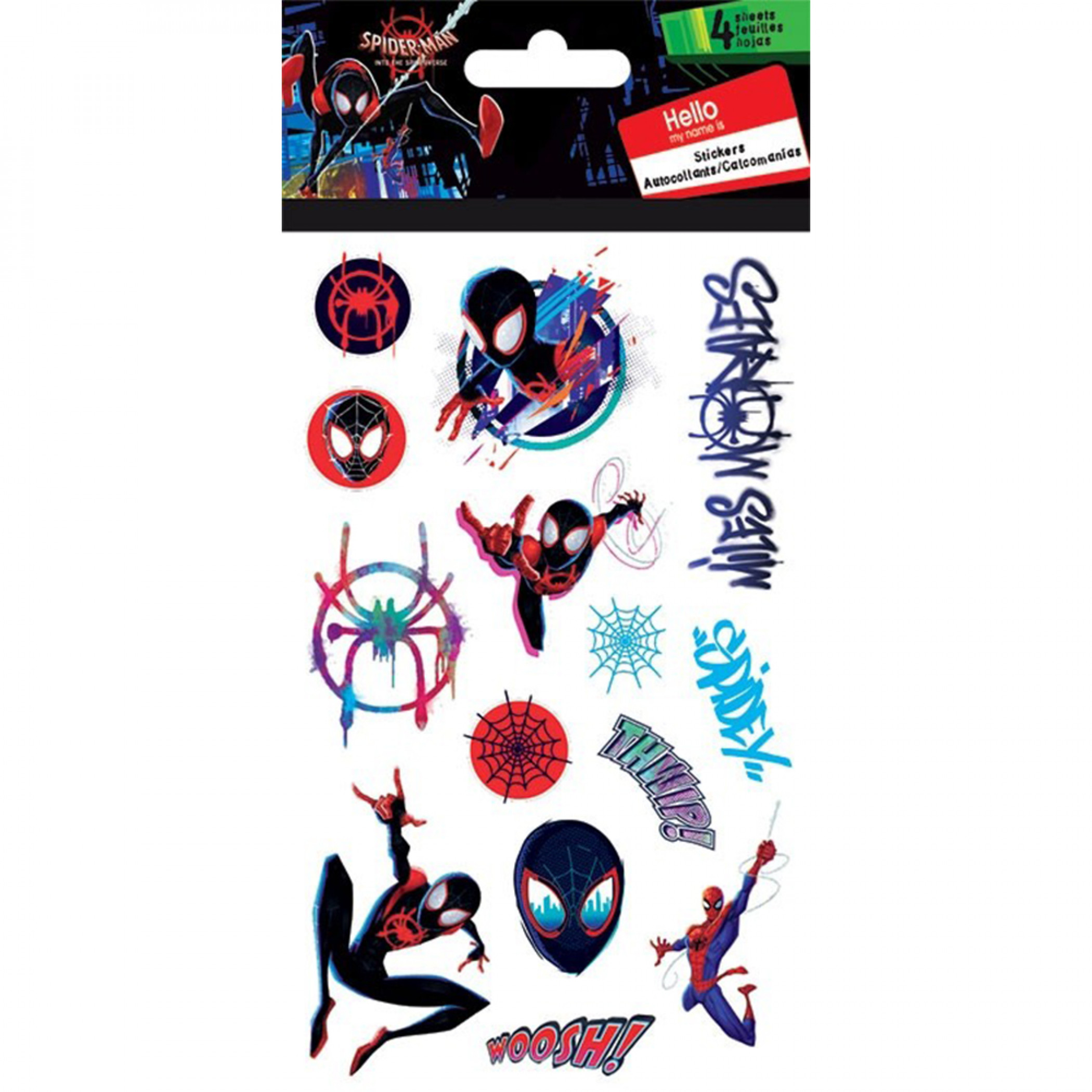 Spider-Man Miles Morales Spidey Stickers 4-Sheet Set, Multi-Color