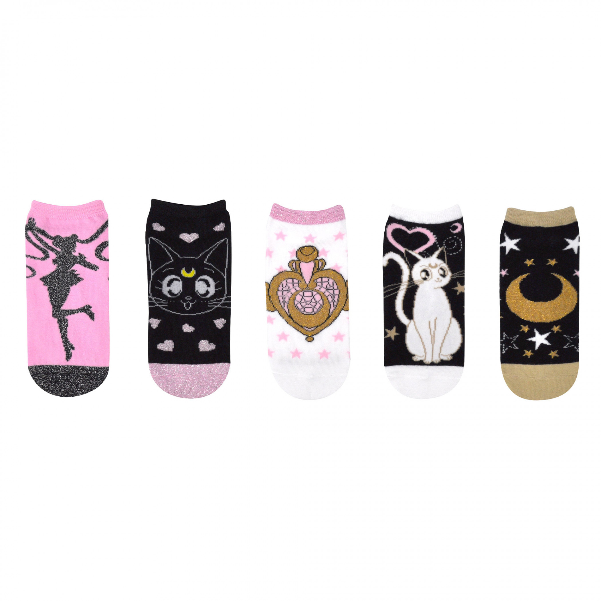 Sailor Moon Lurex 5-Pair Pack of Low Cut Socks, Multi-Color