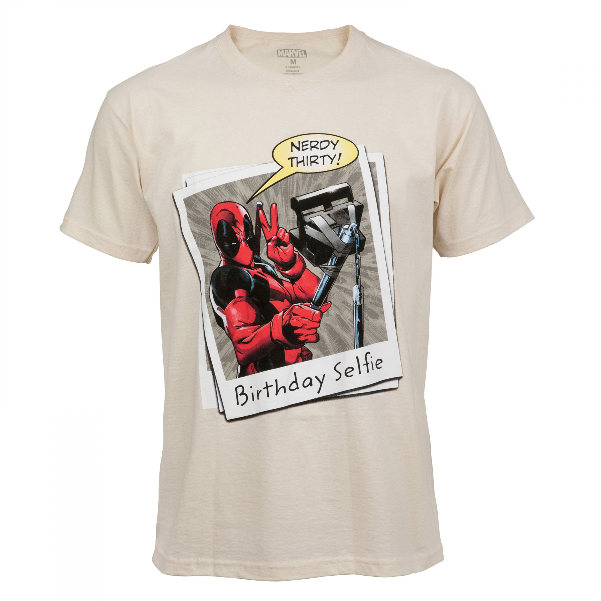 Deadpool Nerdy Thirty Birthday Selfie T-Shirt, White