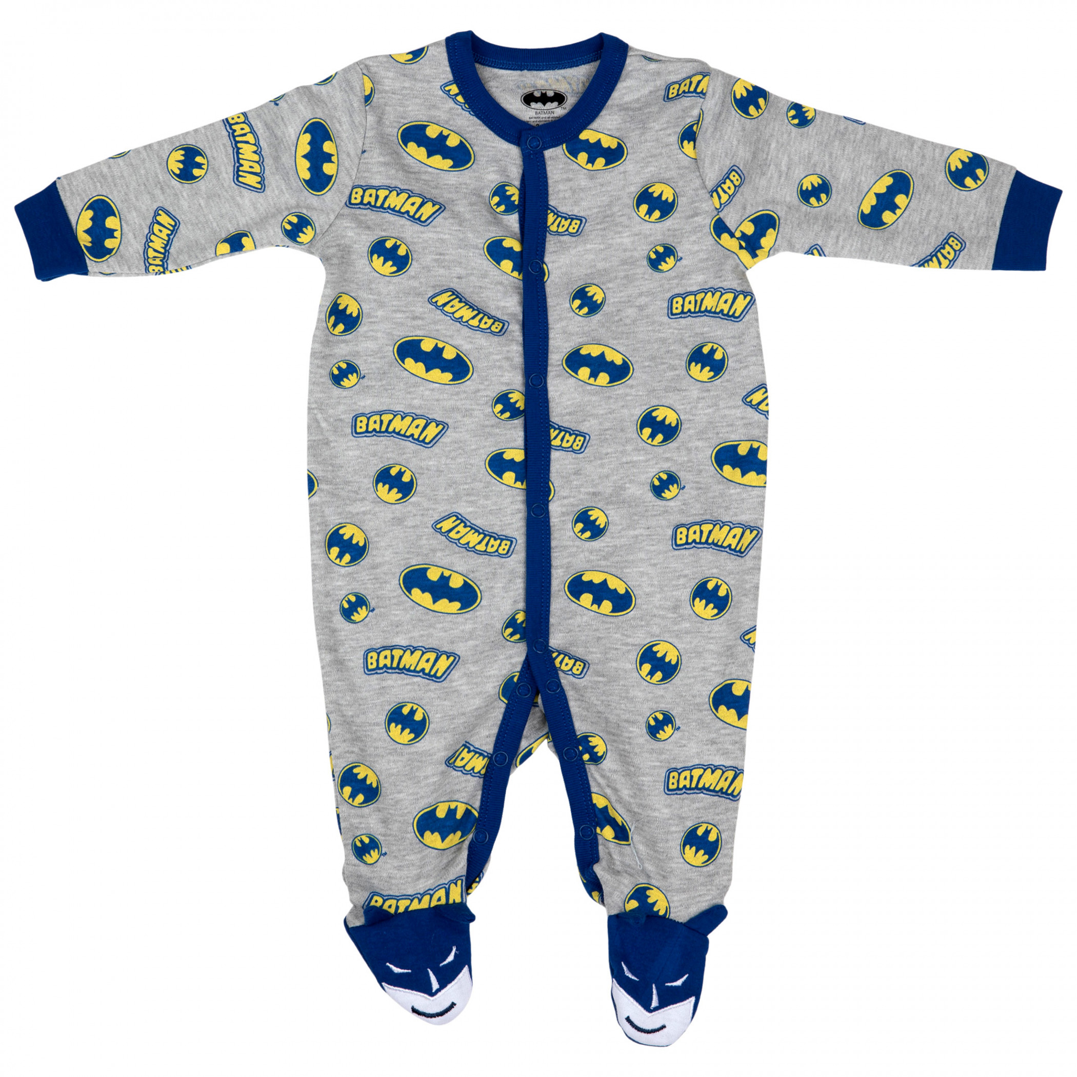 Batman Repeating Symbol Novelty Sleep and Play Footed Pajamas, Multi-Color