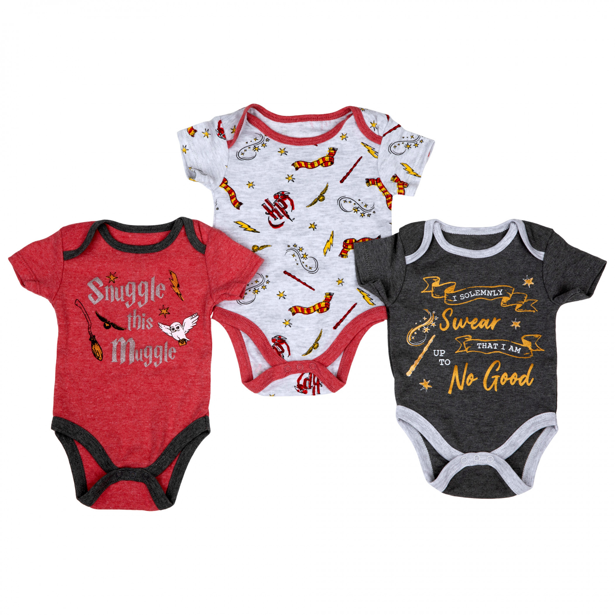 Harry Potter Wizard Magic Infant Bodysuit 3-Pack, Multi-Color