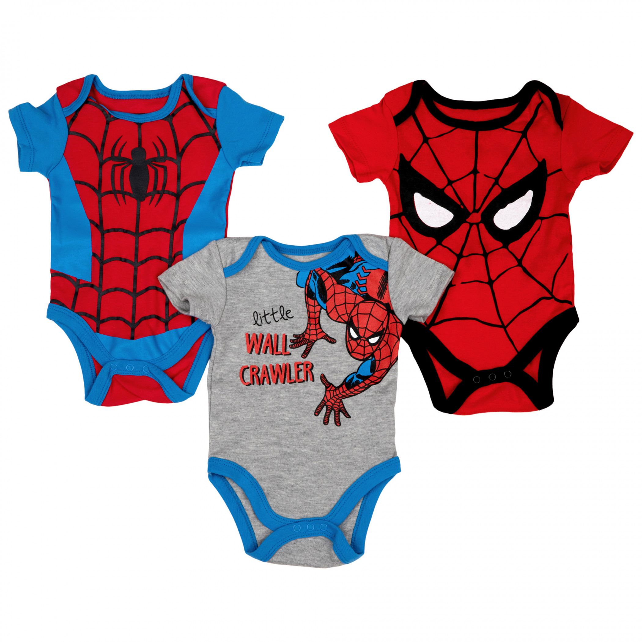 Spider-Man Costume Styled Infant Bodysuit 3-Pack, Multi-Color