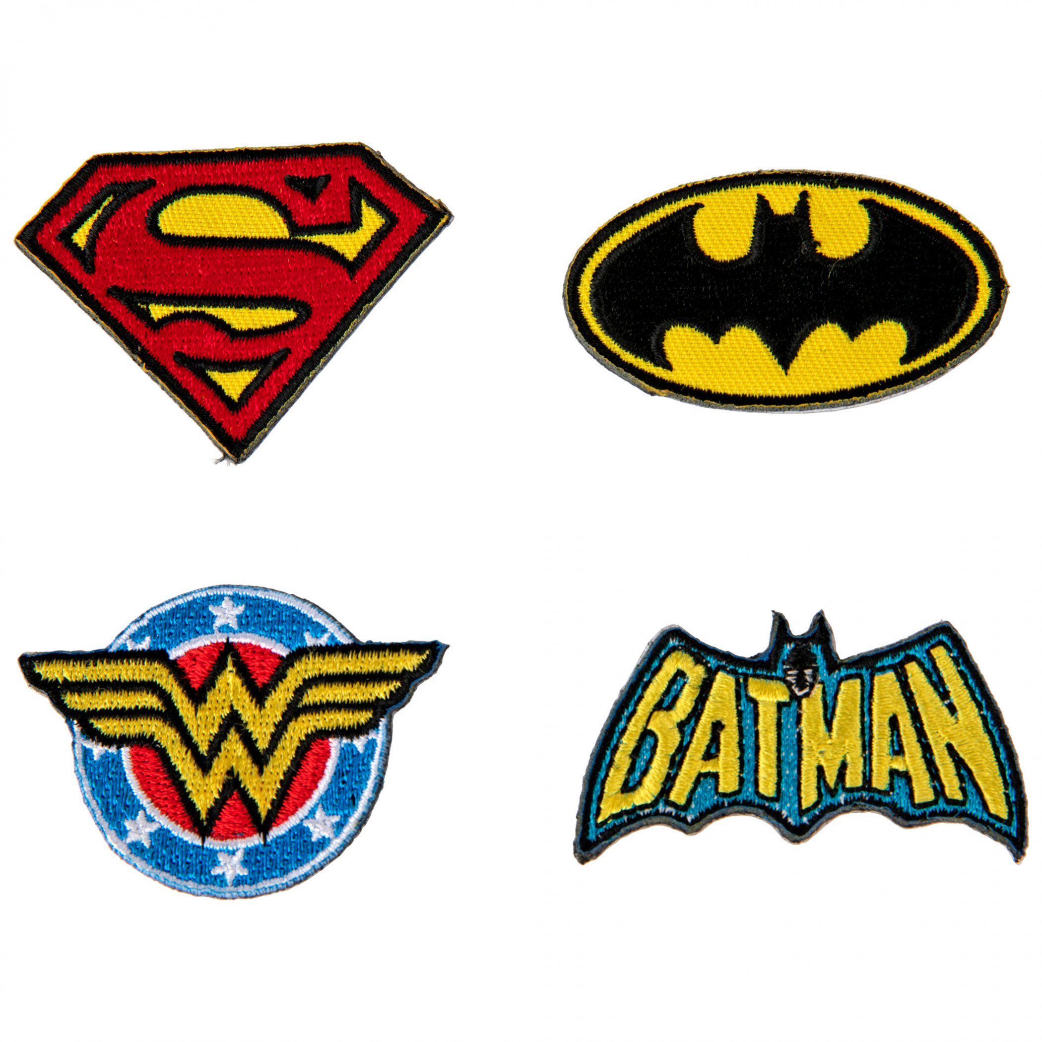 DC Comics Hero Logos Assorted 4-Count Mini Patches, Multi-Color