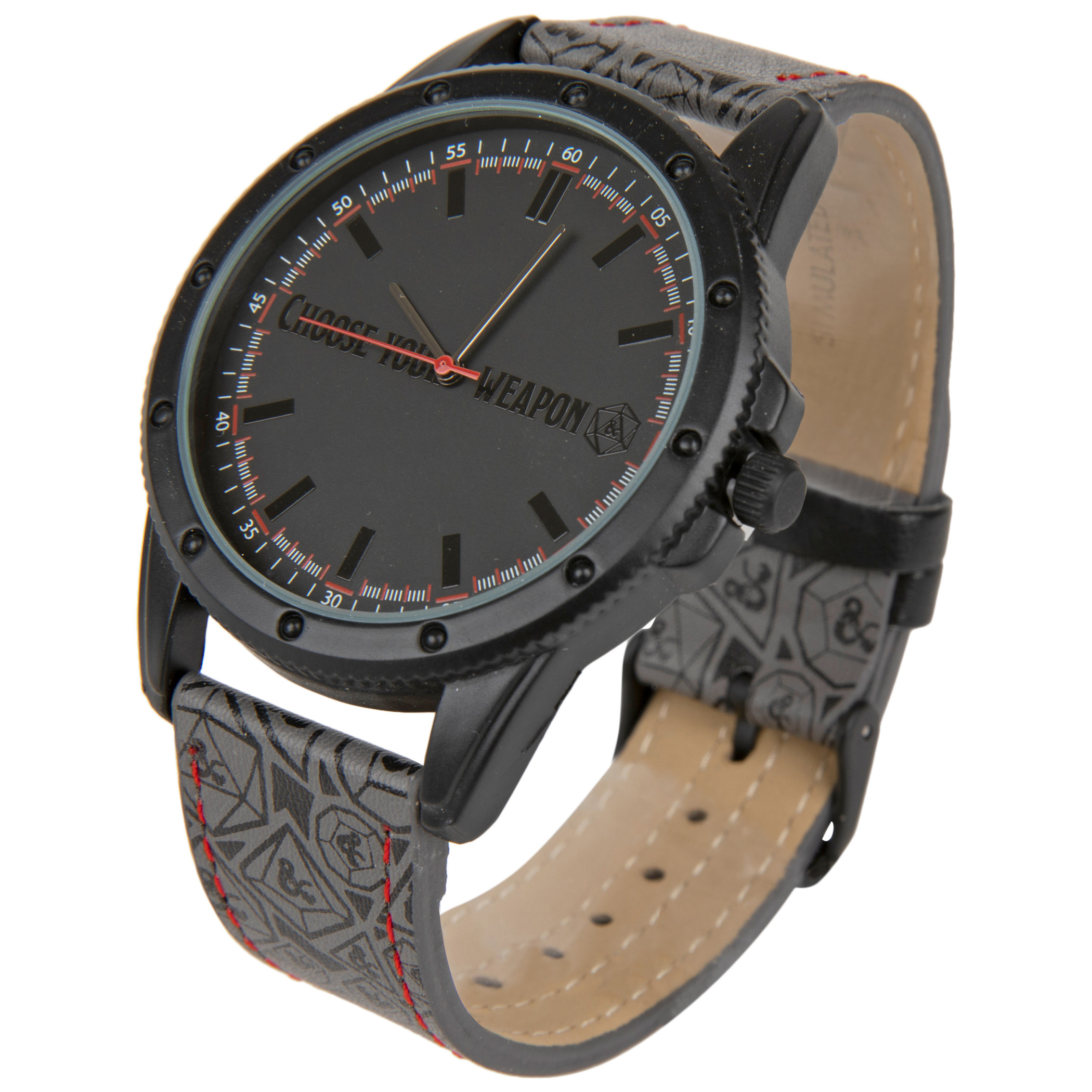 Dungeons & Dragons Analog Watch Face with Symbol Pattern Wrist Band, Black