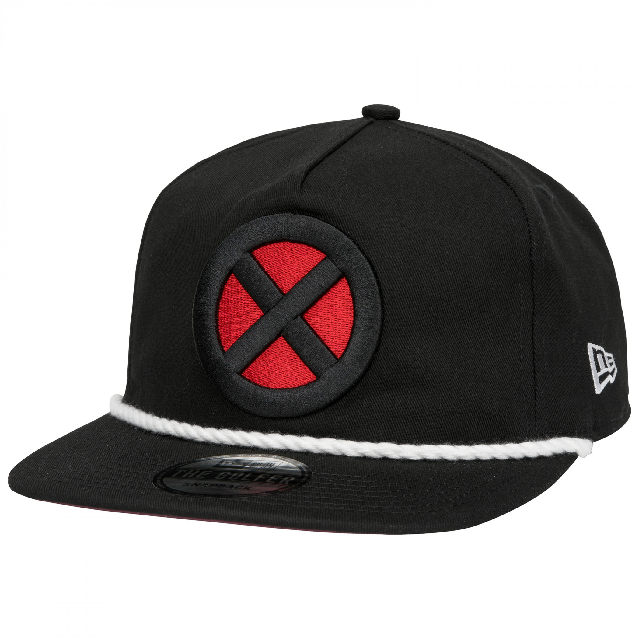 X-Men Logo Black Colorway New Era Adjustable Golfer Rope Hat, Black