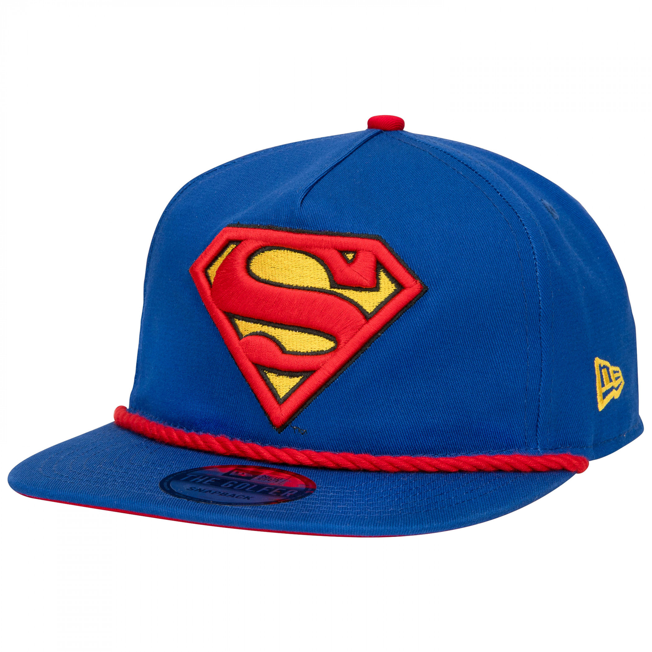 Superman Logo Blue Colorway New Era Adjustable Golfer Rope Hat, Blue