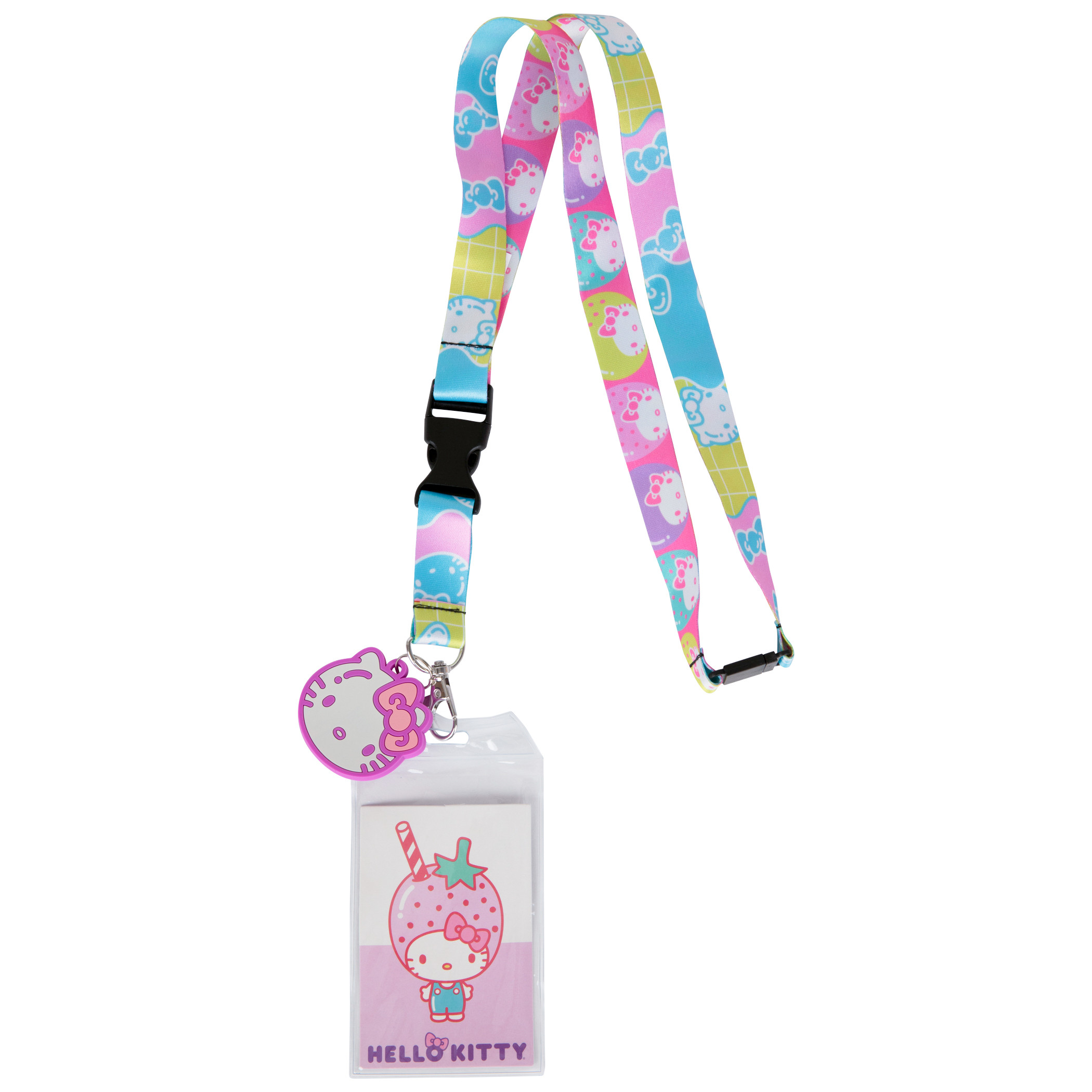 Hello Kitty Sanrio Floral Lanyard w/ Rubber Charm, Multi-Color