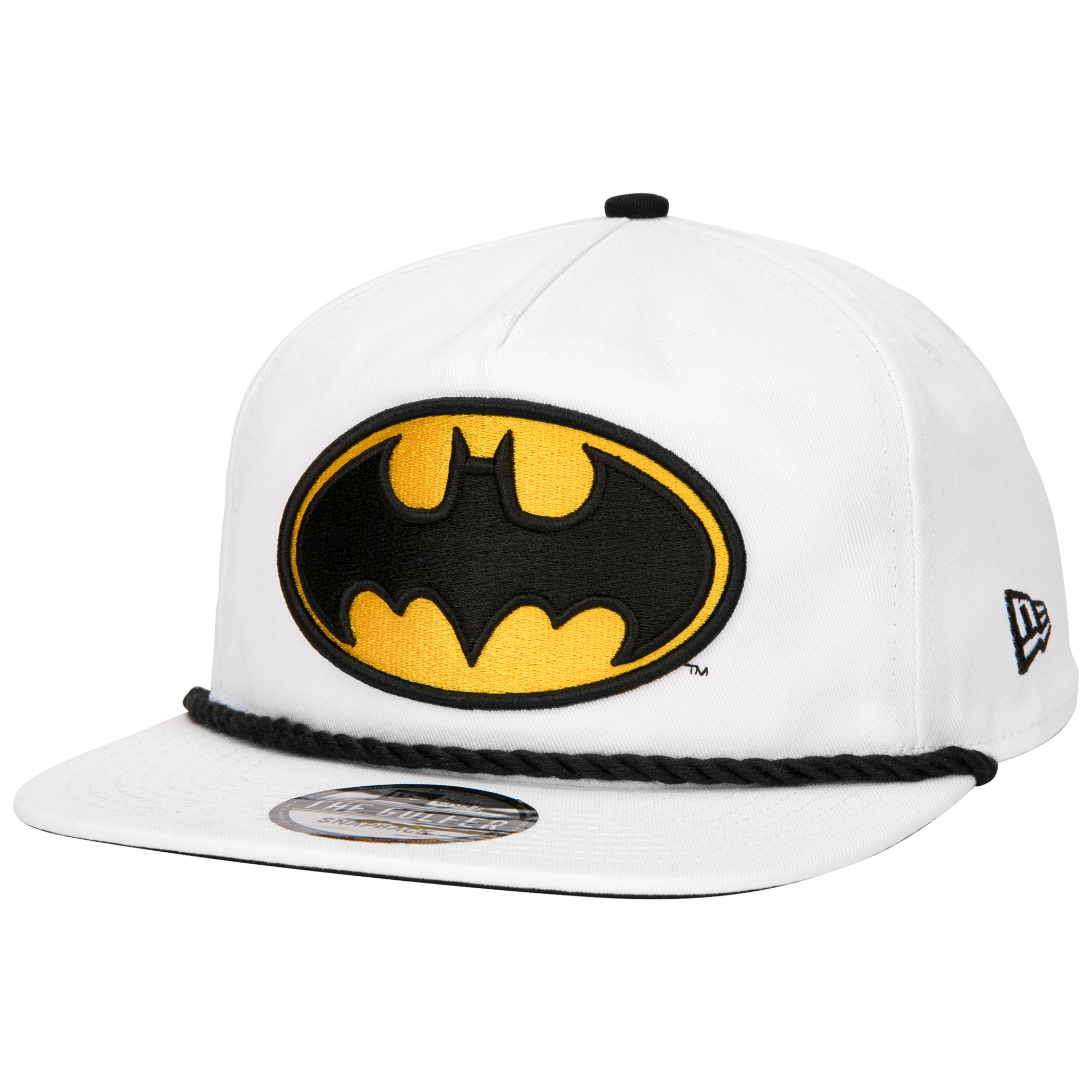 Batman Classic Logo White Colorway New Era Adjustable Golfer Rope Hat, White