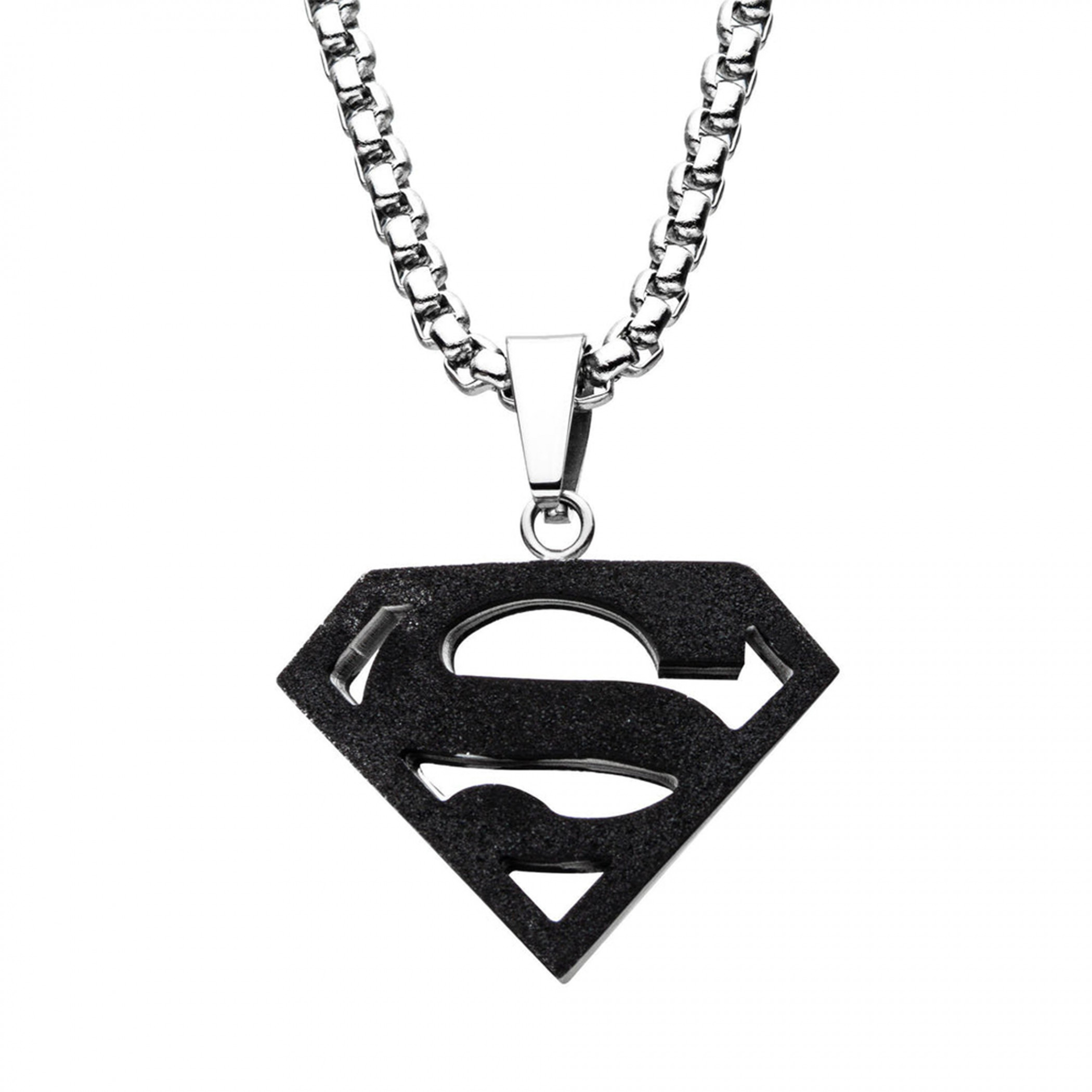 DC Comics Superman Steel Pendant Necklace, Black