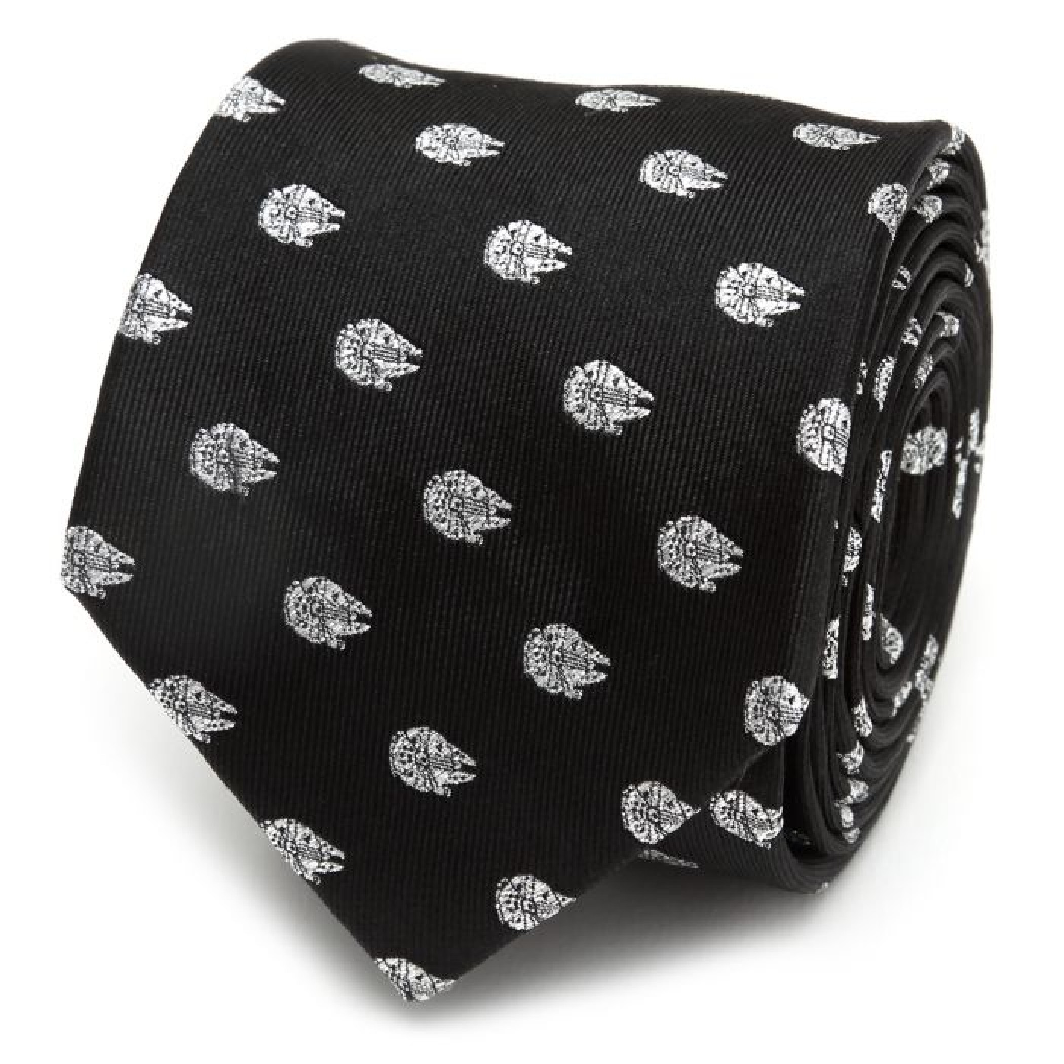 Star Wars Millennium Falcon Metallic Silver Men's Silk Tie, Black