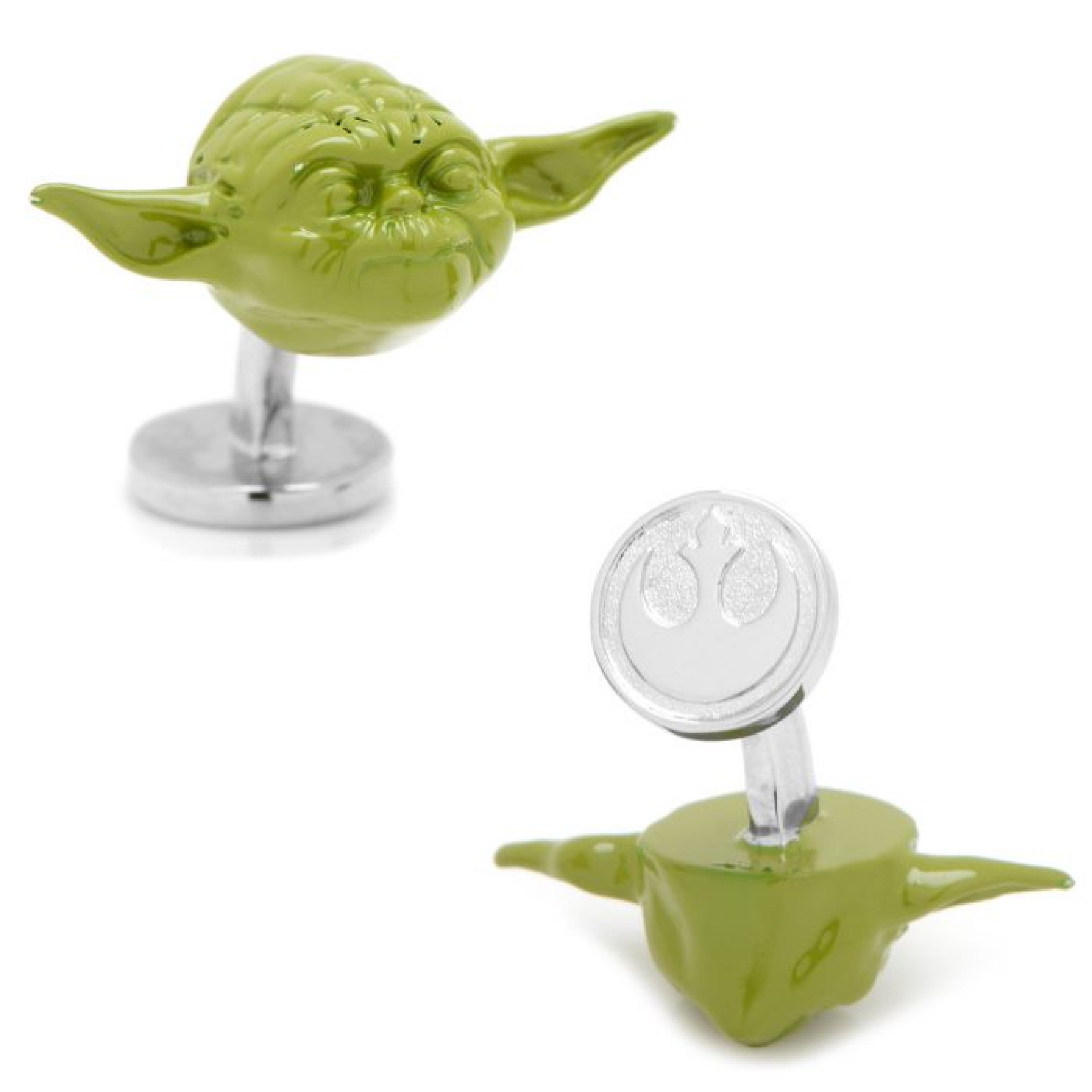 Star Wars 3D Green Yoda Head Cufflinks, Green