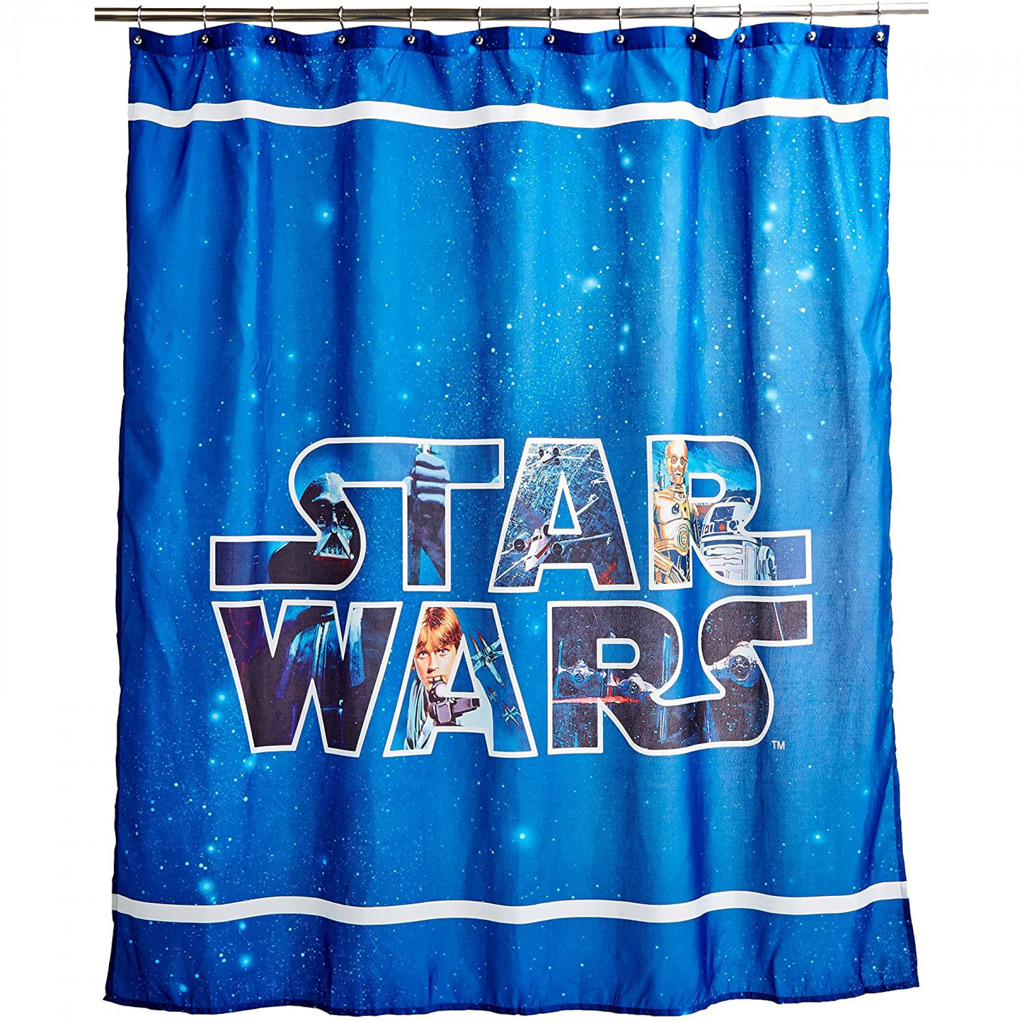 Star Wars Classic Logo Shower Curtain, Blue