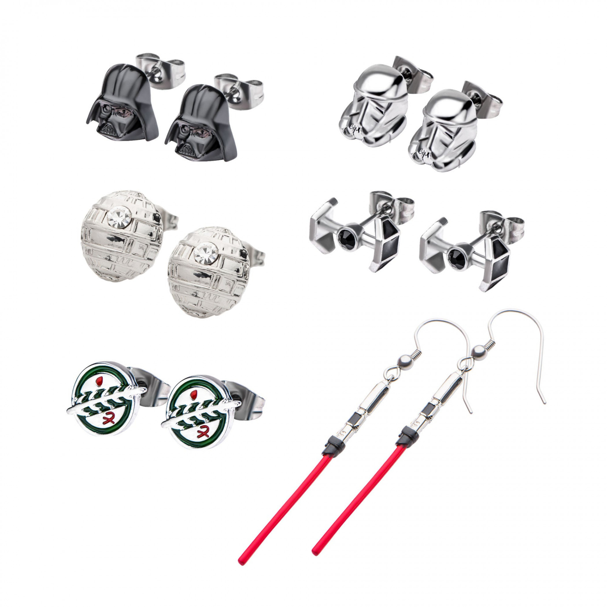 Star Wars Iconic Props 6-Pair Earrings Set, Multi-Color