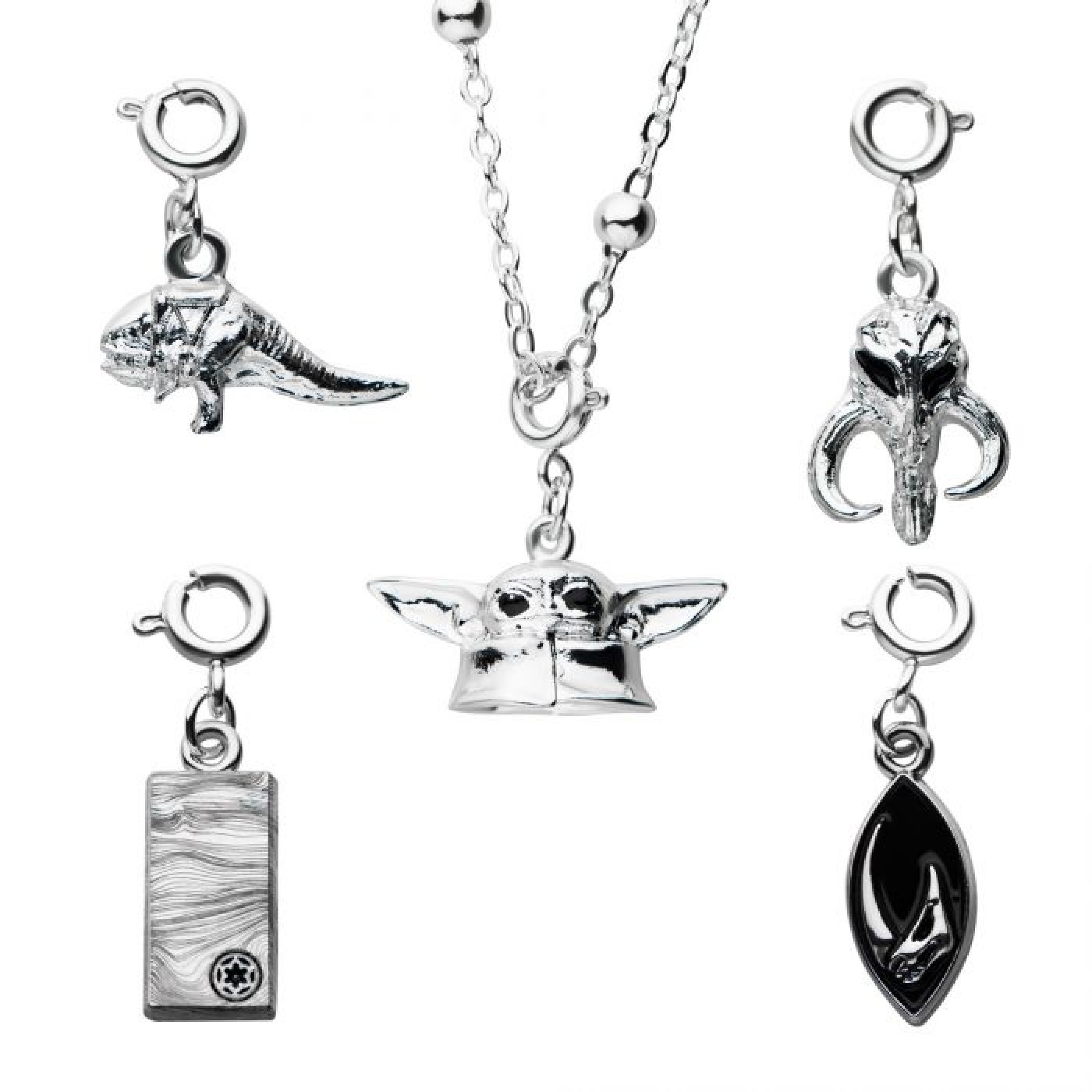 Star Wars The Mandalorian Interchangeable Charm Pendant Necklace, Silver